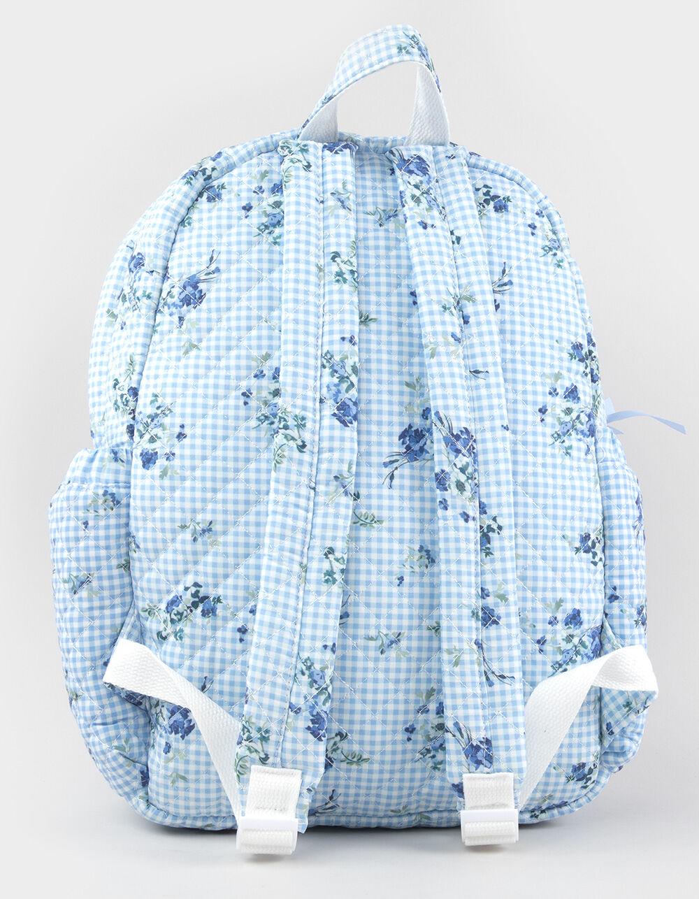TILLYS Floral Quilted Backpack - BLUE/WHITE Product Image