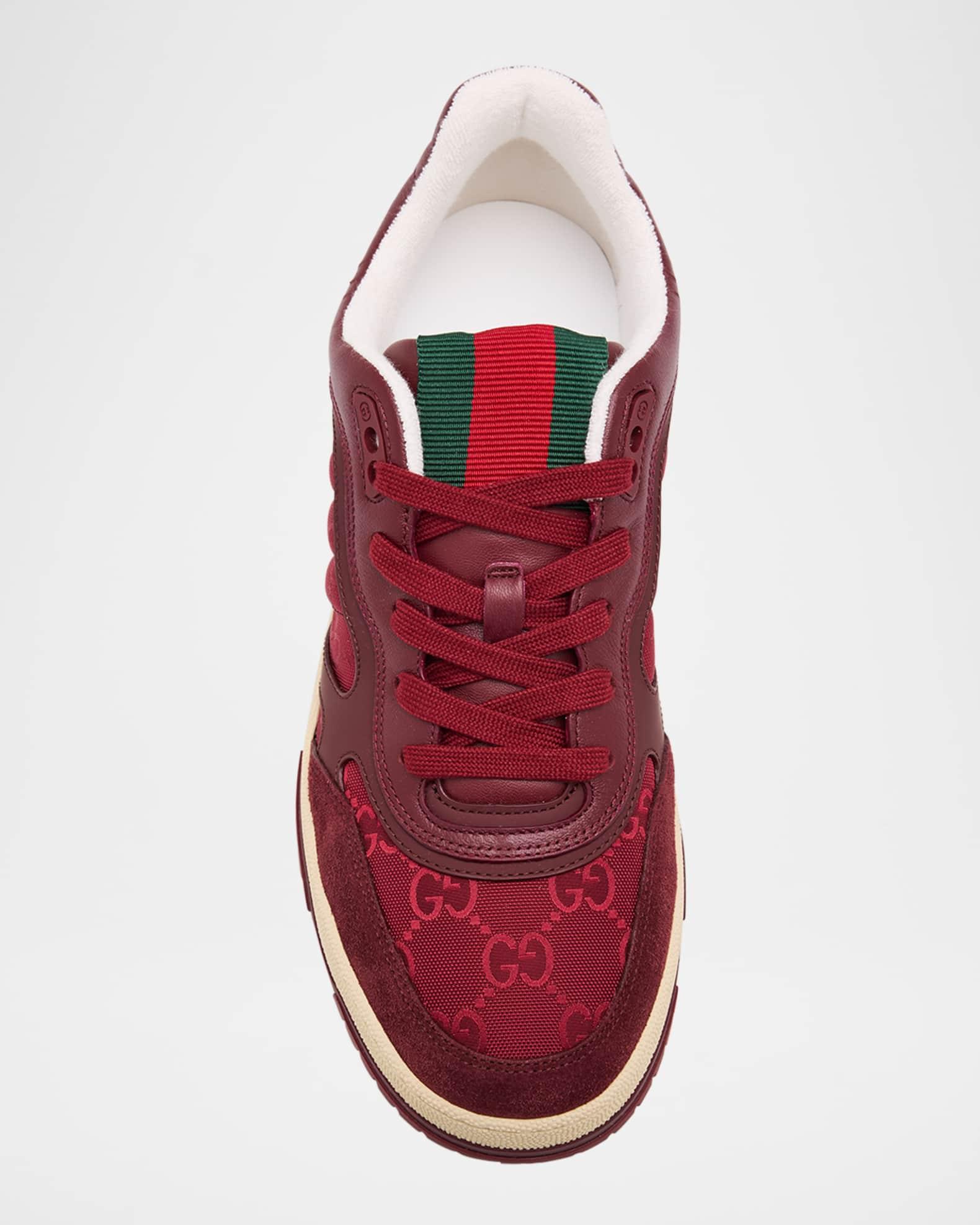 Men's GG Canvas and Leather Tongue-Web Fashion Sneakers Product Image