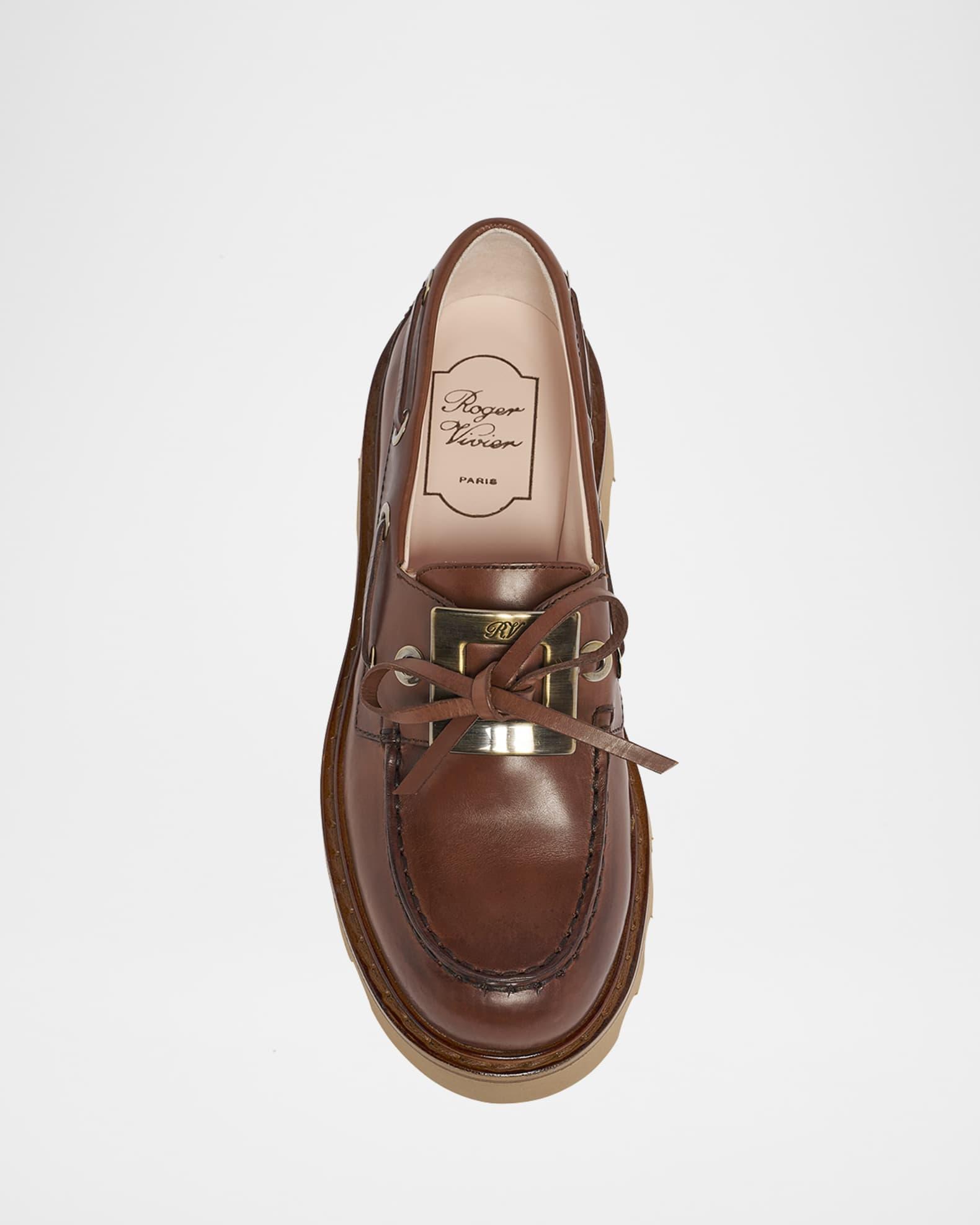 Viv Ranger Leather Buckle Lug-Sole Boat Loafers Product Image