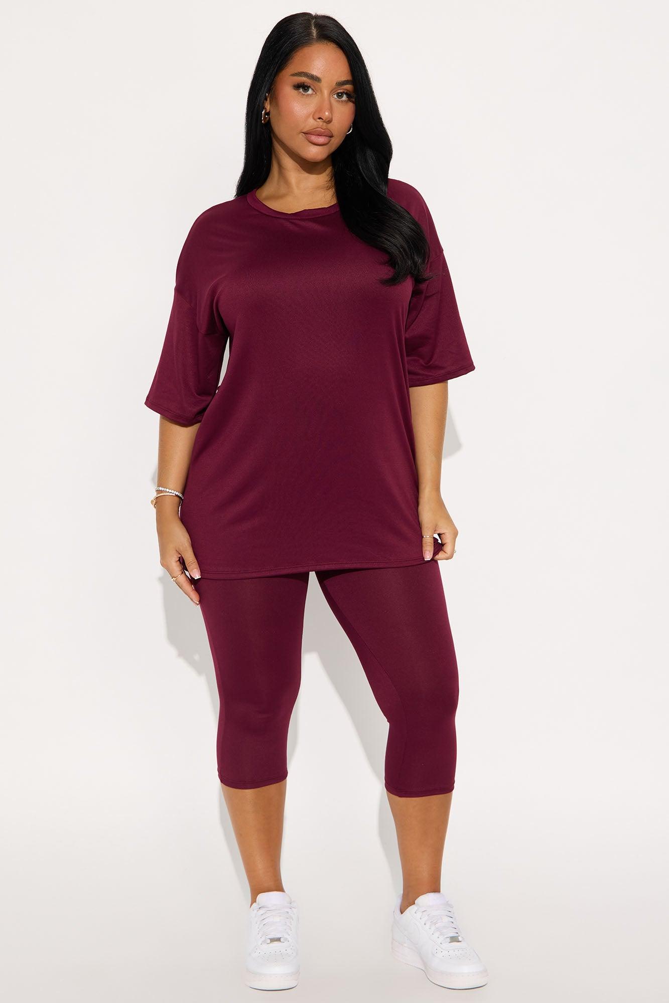 Weekend Vibes Capri Set - Burgundy Female Product Image