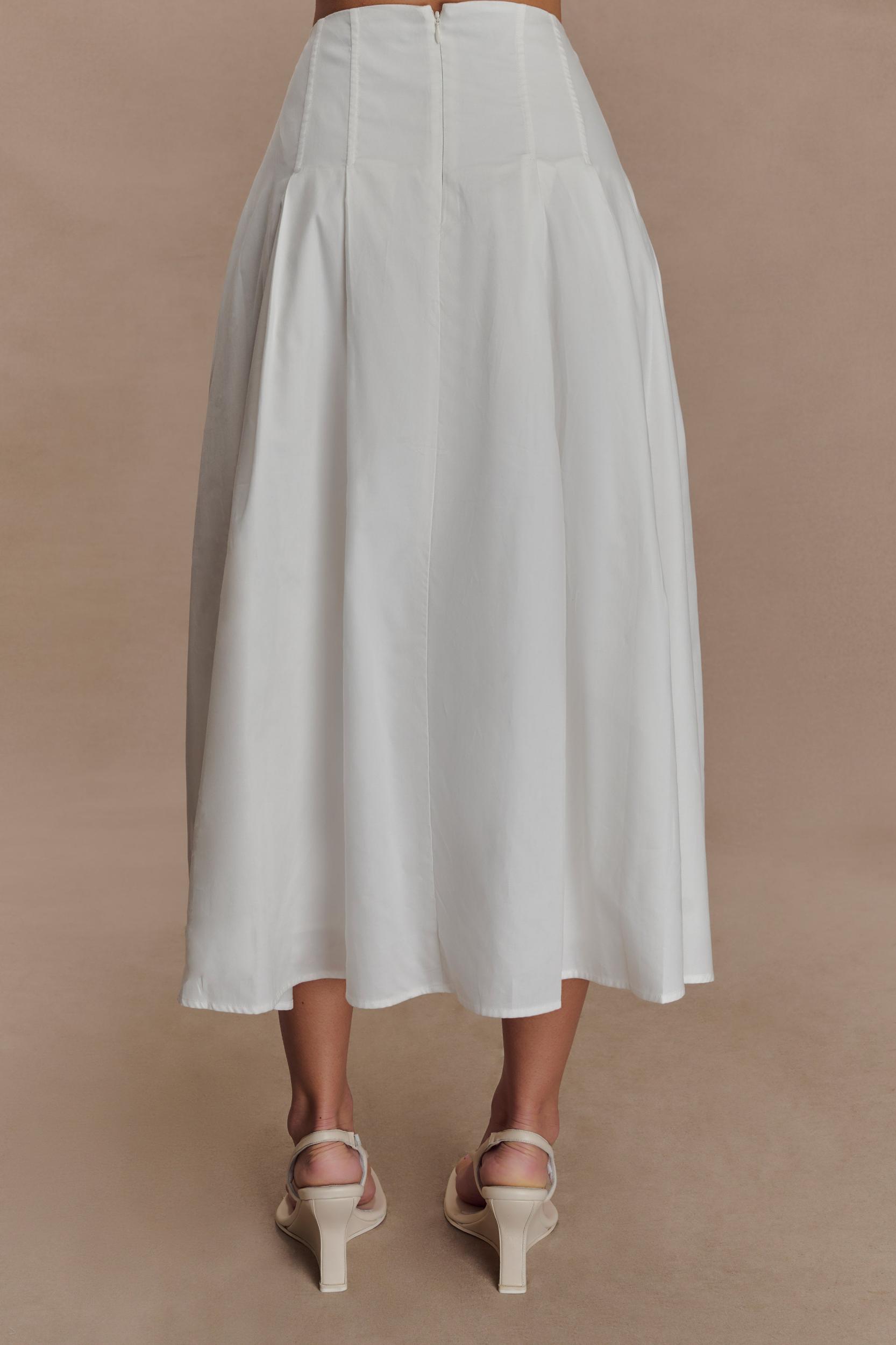 Mae A-Line Midi Skirt - White Product Image