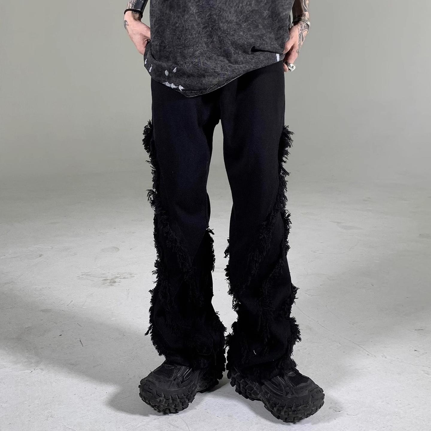 Sopula Men's American High Street Fringed Straight Jeans Product Image