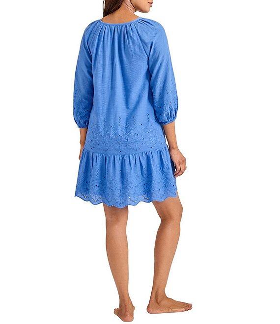 Tommy Bahama Eyelet Cove Embroidered V-Neck Swim Cover-Up Dress Product Image