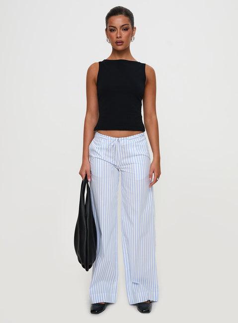Collied Low Rise Pants Blue / White Stripe Product Image