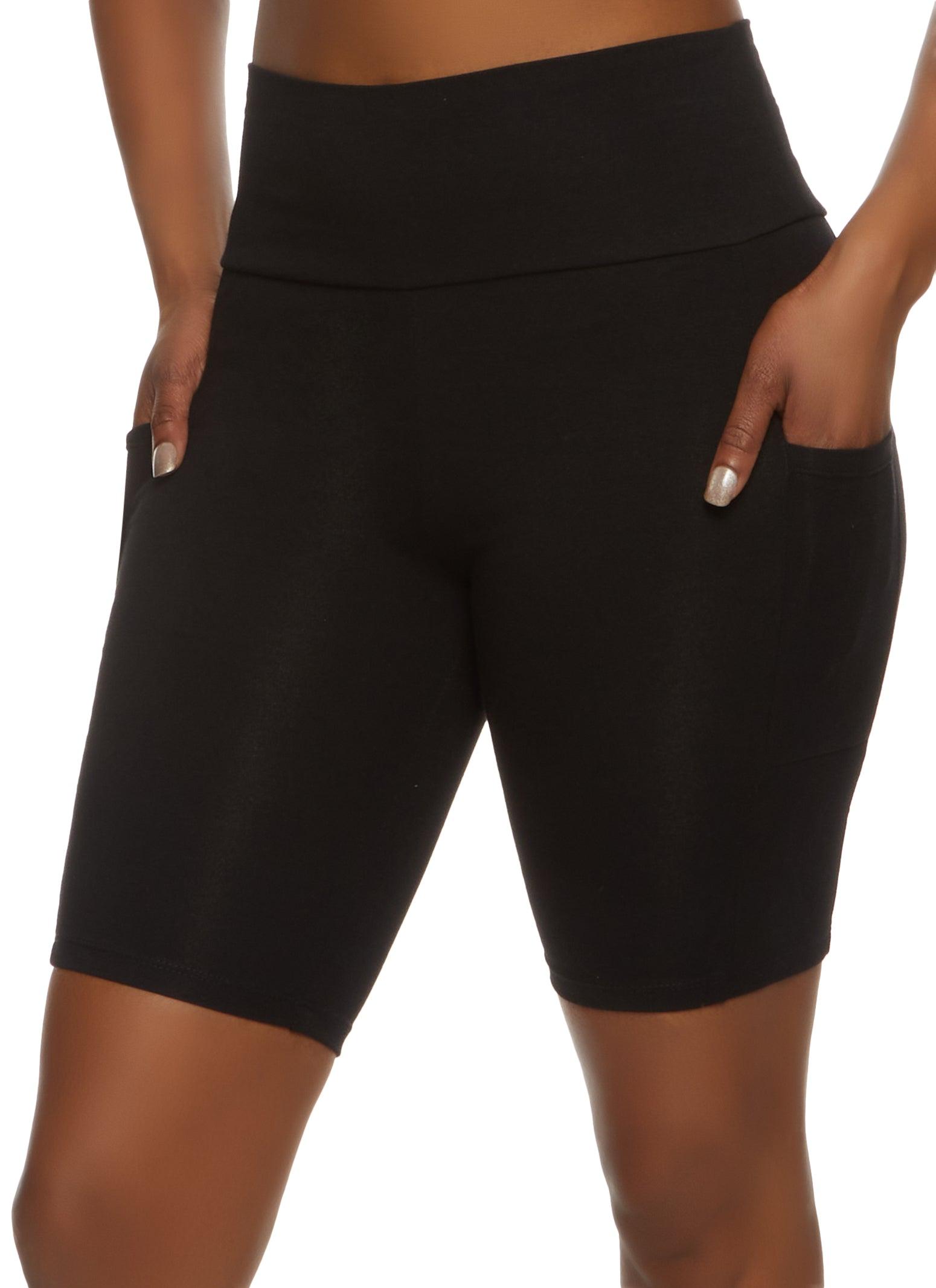 Womens High Waisted Side Pocket Biker Shorts Product Image