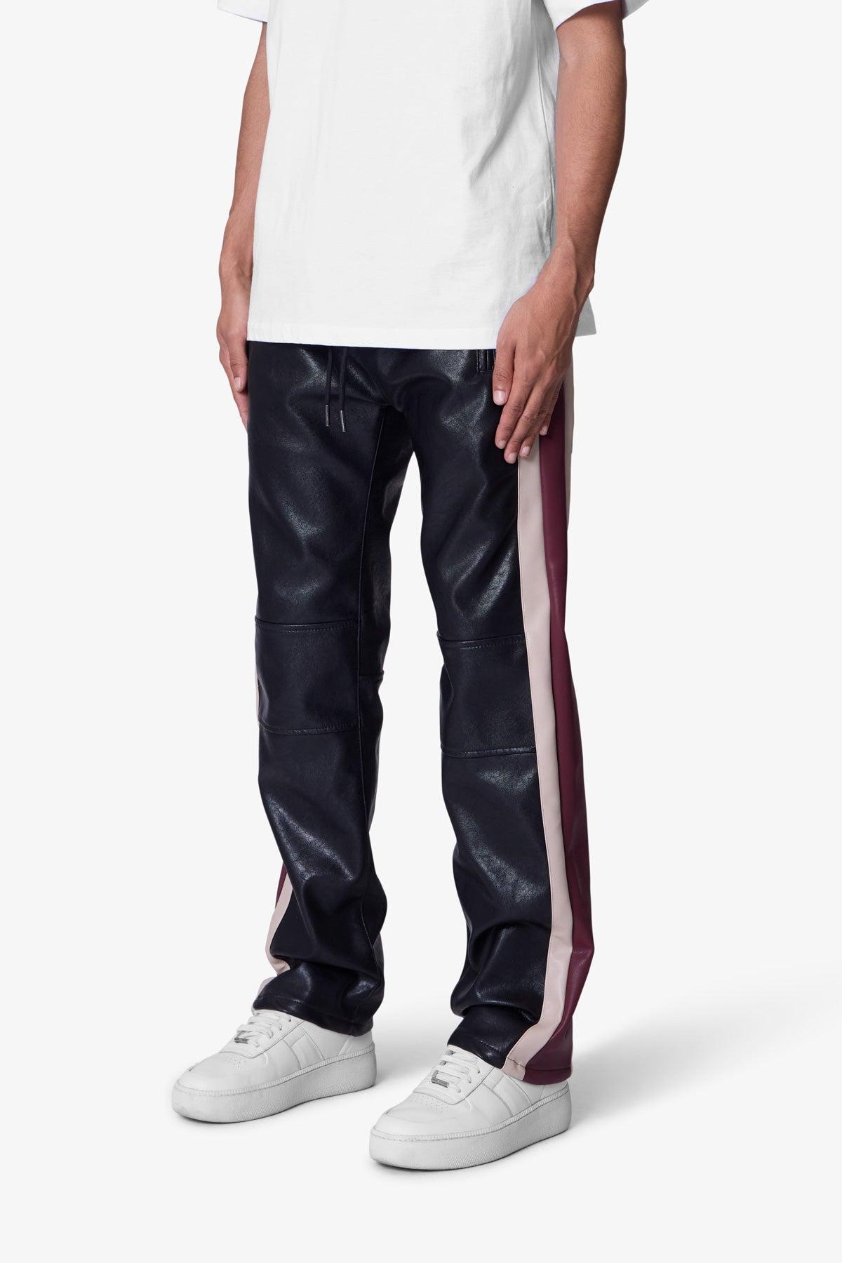 Leather Striped Pants - Black Product Image