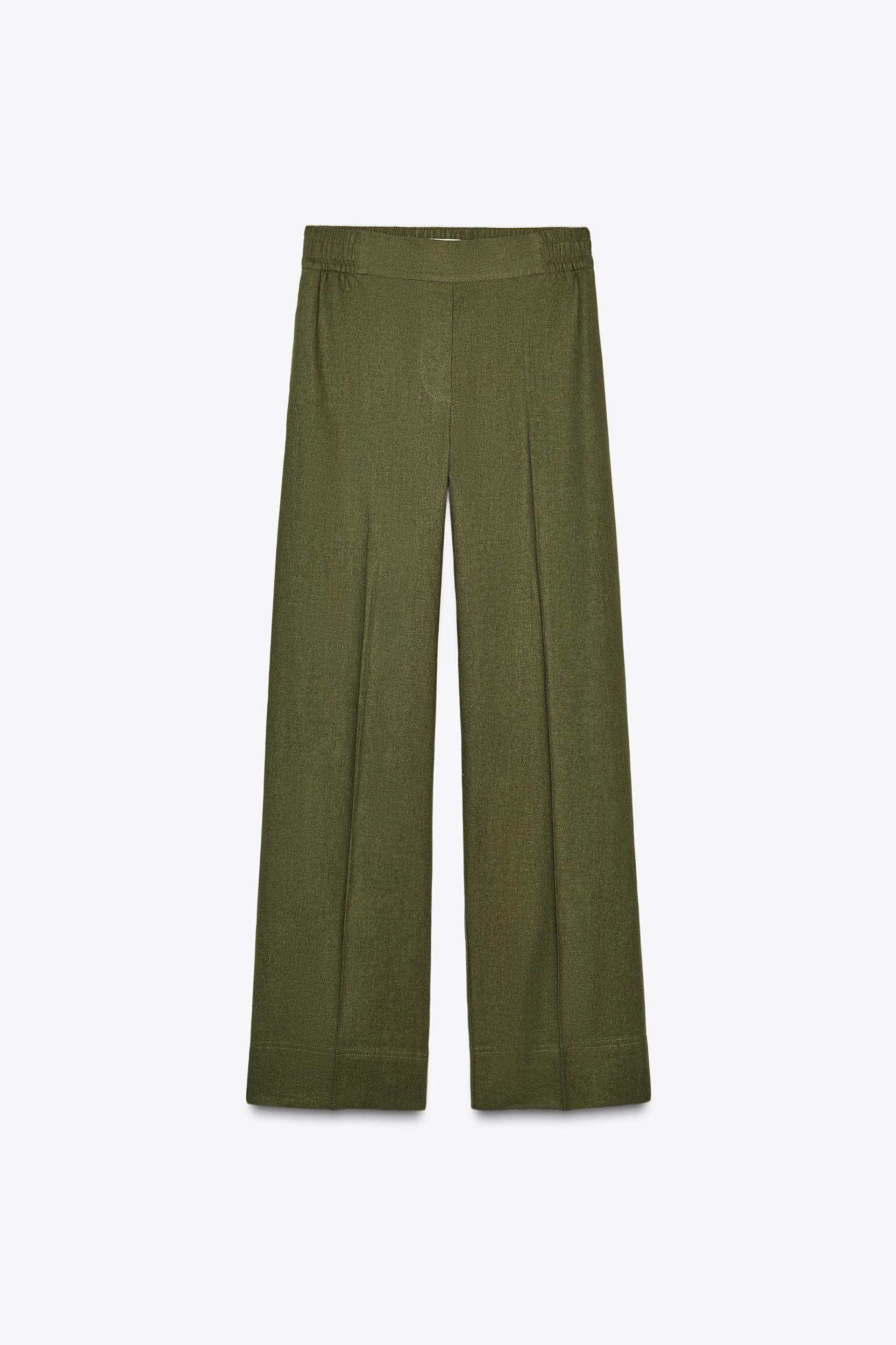 LINEN BLEND WIDE LEG PANTS Product Image