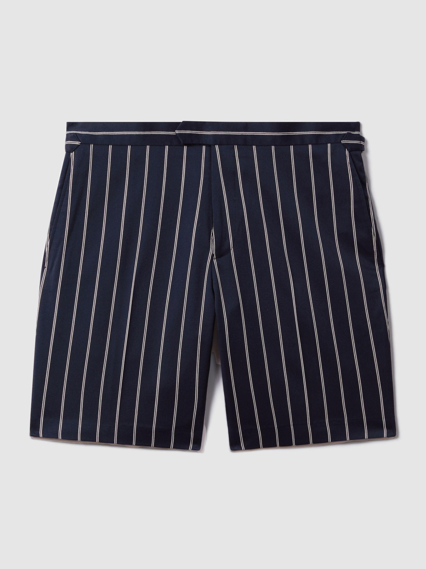 Striped Side Adjuster Shorts in Navy/White Product Image