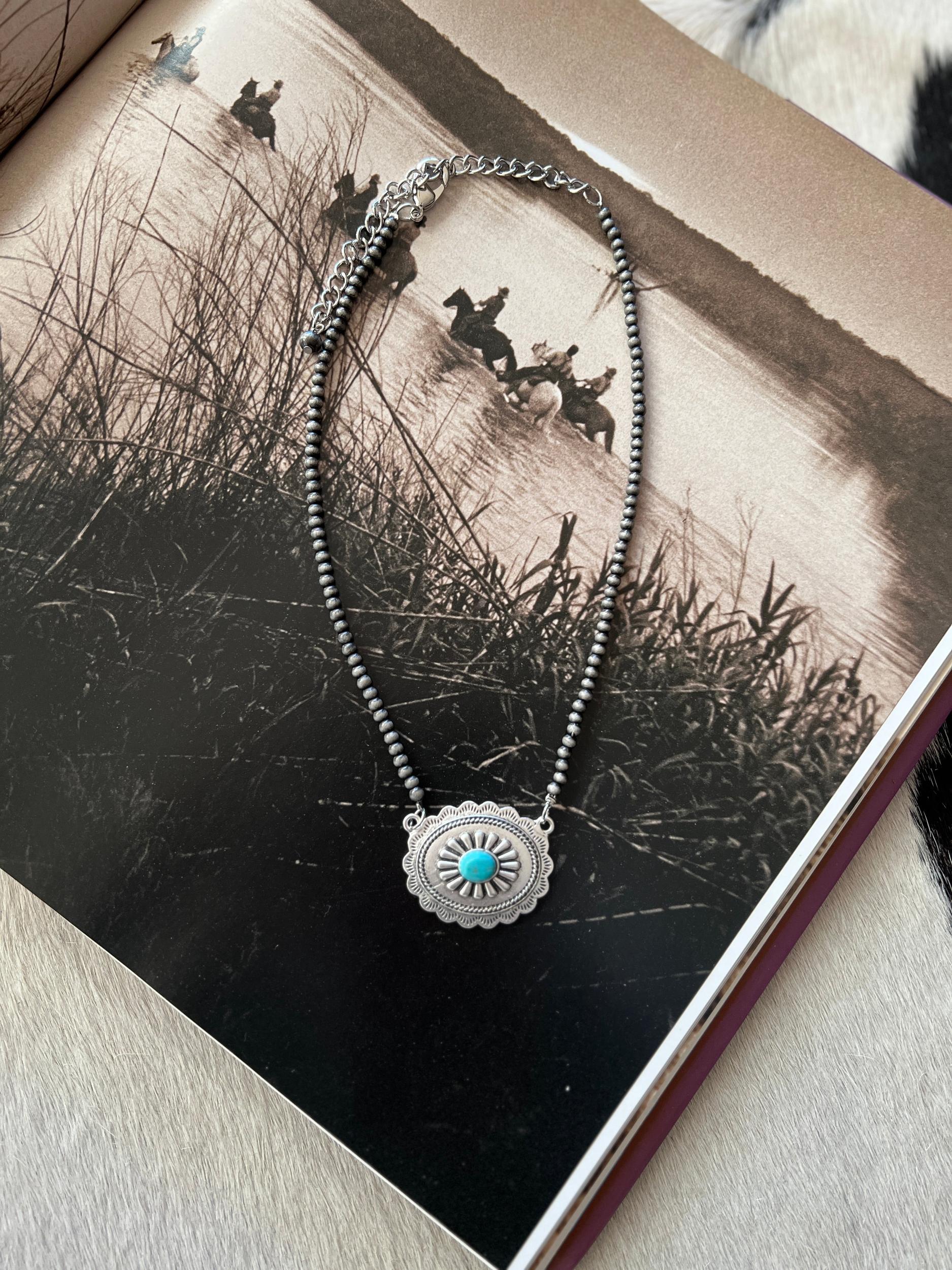 Navajo Inspired Concho And Beaded Necklace Product Image