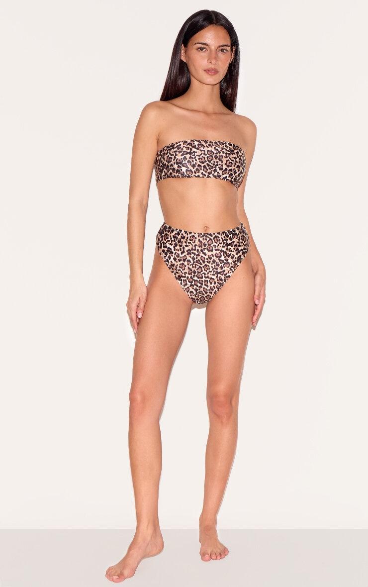 Leopard Mix & Match High Waisted High Leg Bikini Bottoms Product Image