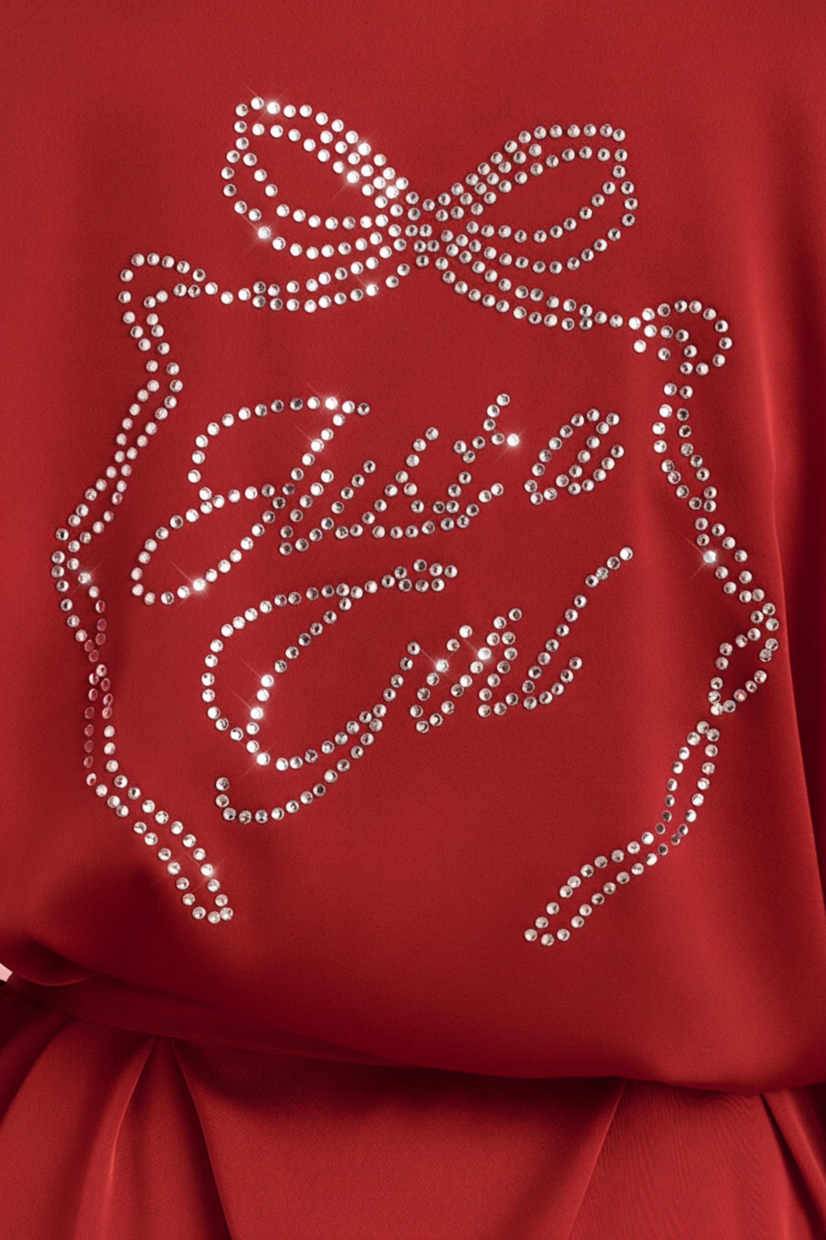 Embellished Wrap-Over Robe in Ruby Red Product Image