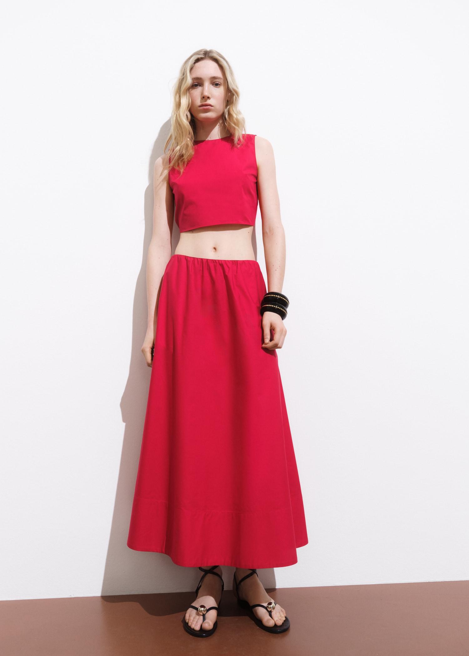 Flared cotton skirt - Women | MANGO USA Product Image