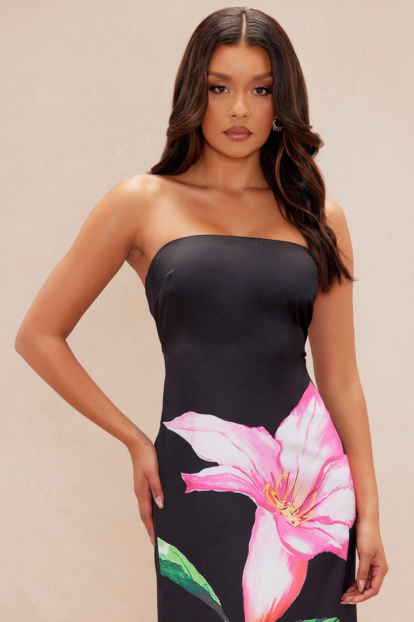 Violeta Satin Maxi Dress - Black/combo Product Image