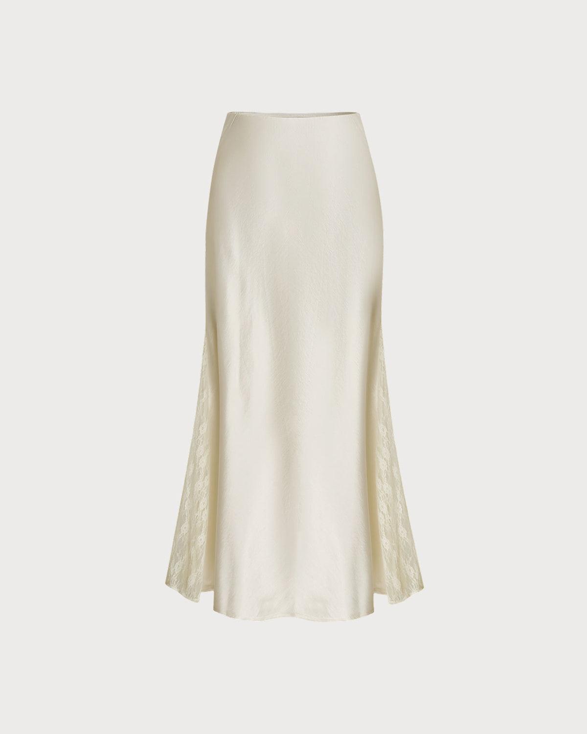 Beige Elastic Waist Natural Waisted Mermaid Skirt Product Image