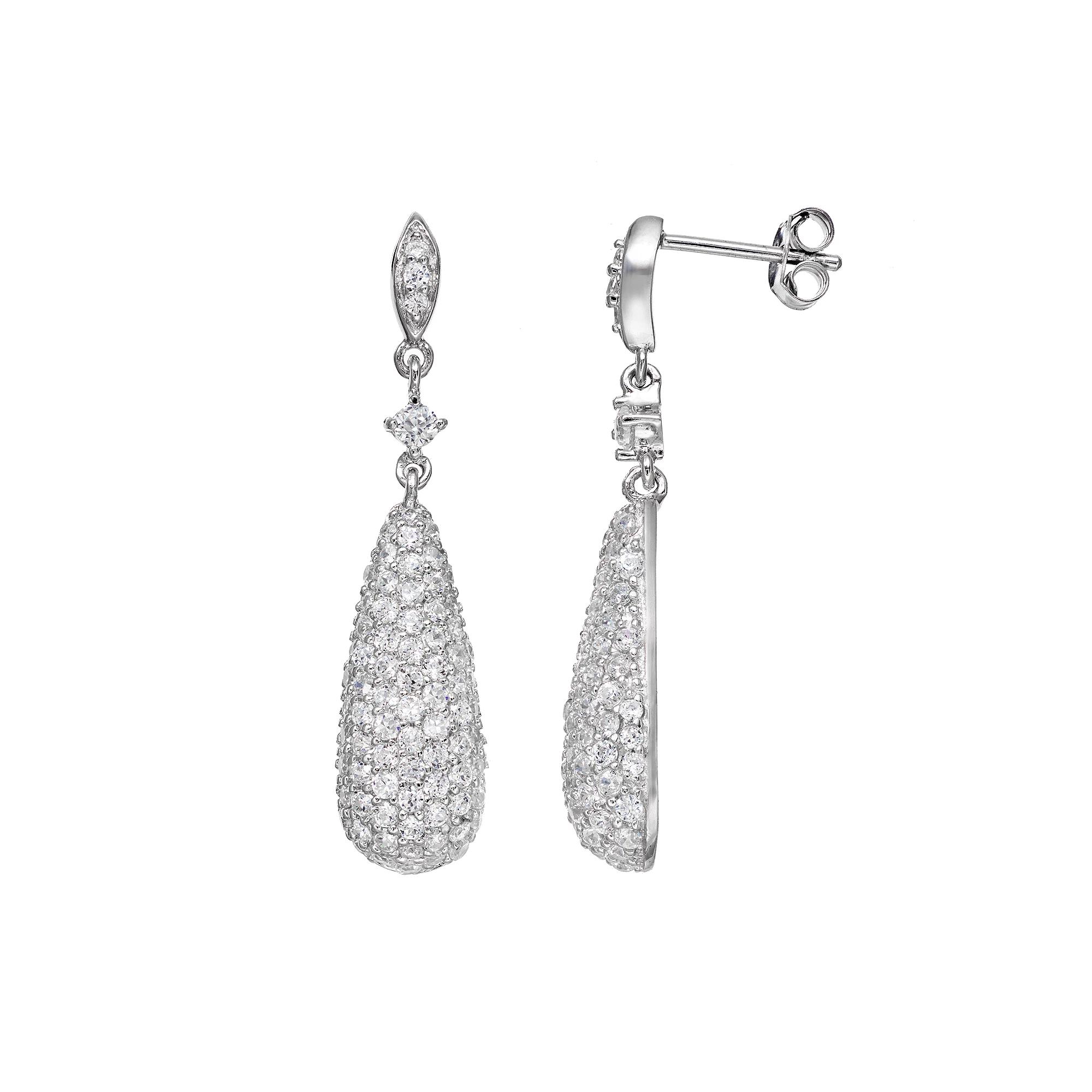 Sophie Miller Cubic Zirconia Sterling Silver Teardrop Earrings, Women's, White Product Image