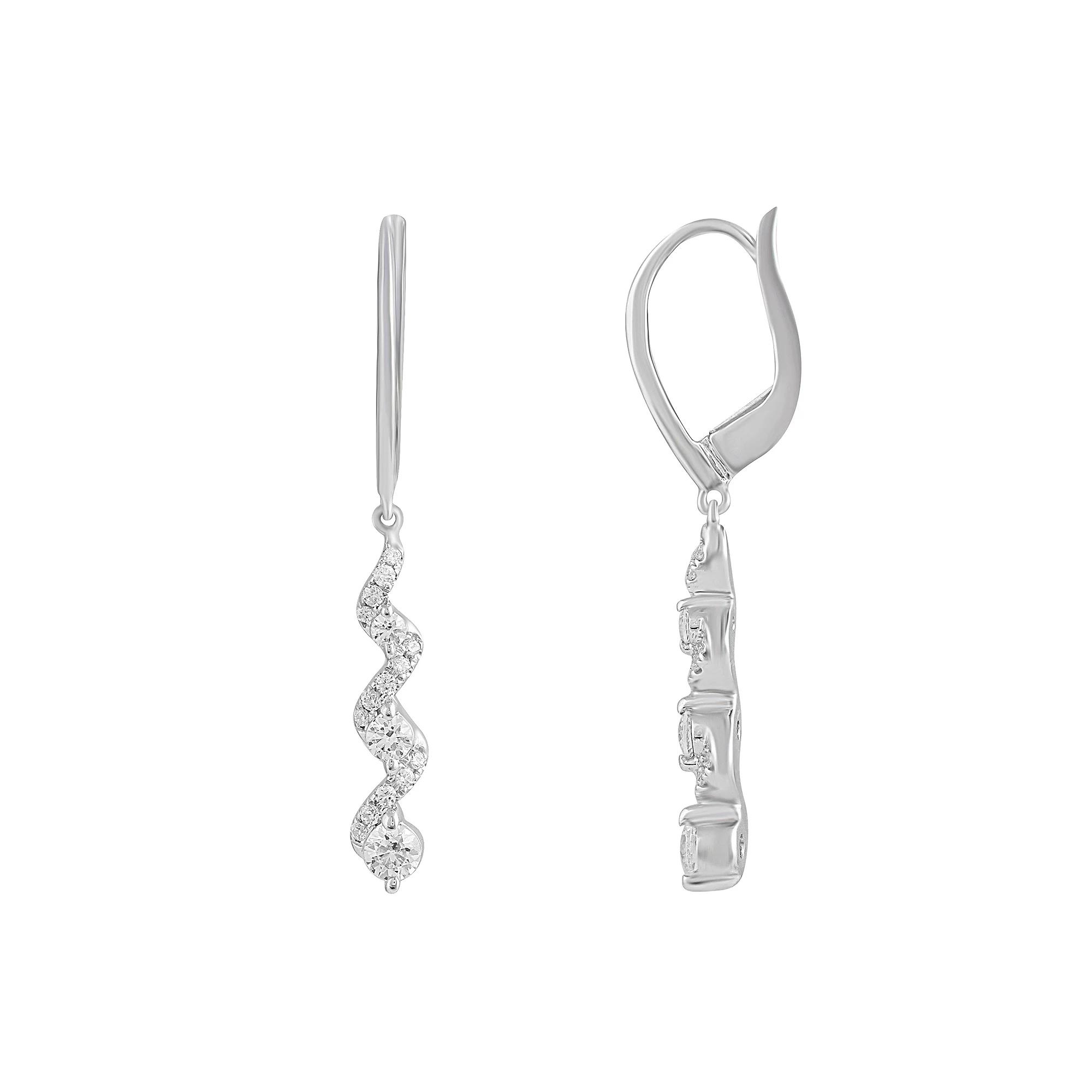 Royal Aura Sterling Silver 1/2 Carat T.W. Diamond Leverback Earrings, Women's Product Image