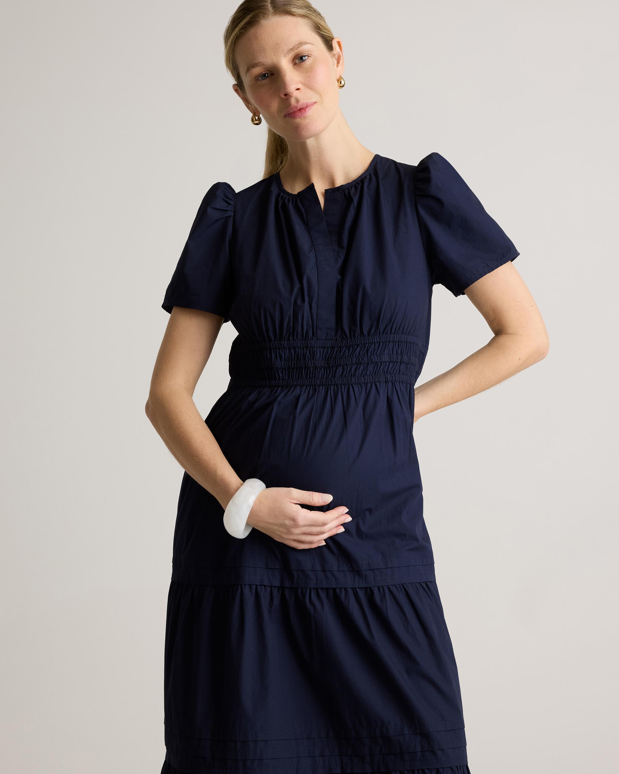 Quince | Women's Poplin Maternity Tiered Maxi Dress Size XS, Organic Cotton Product Image