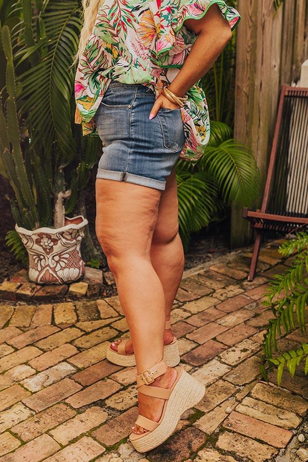 KanCan Taylor High Waist Shorts in Medium Wash Curves Product Image