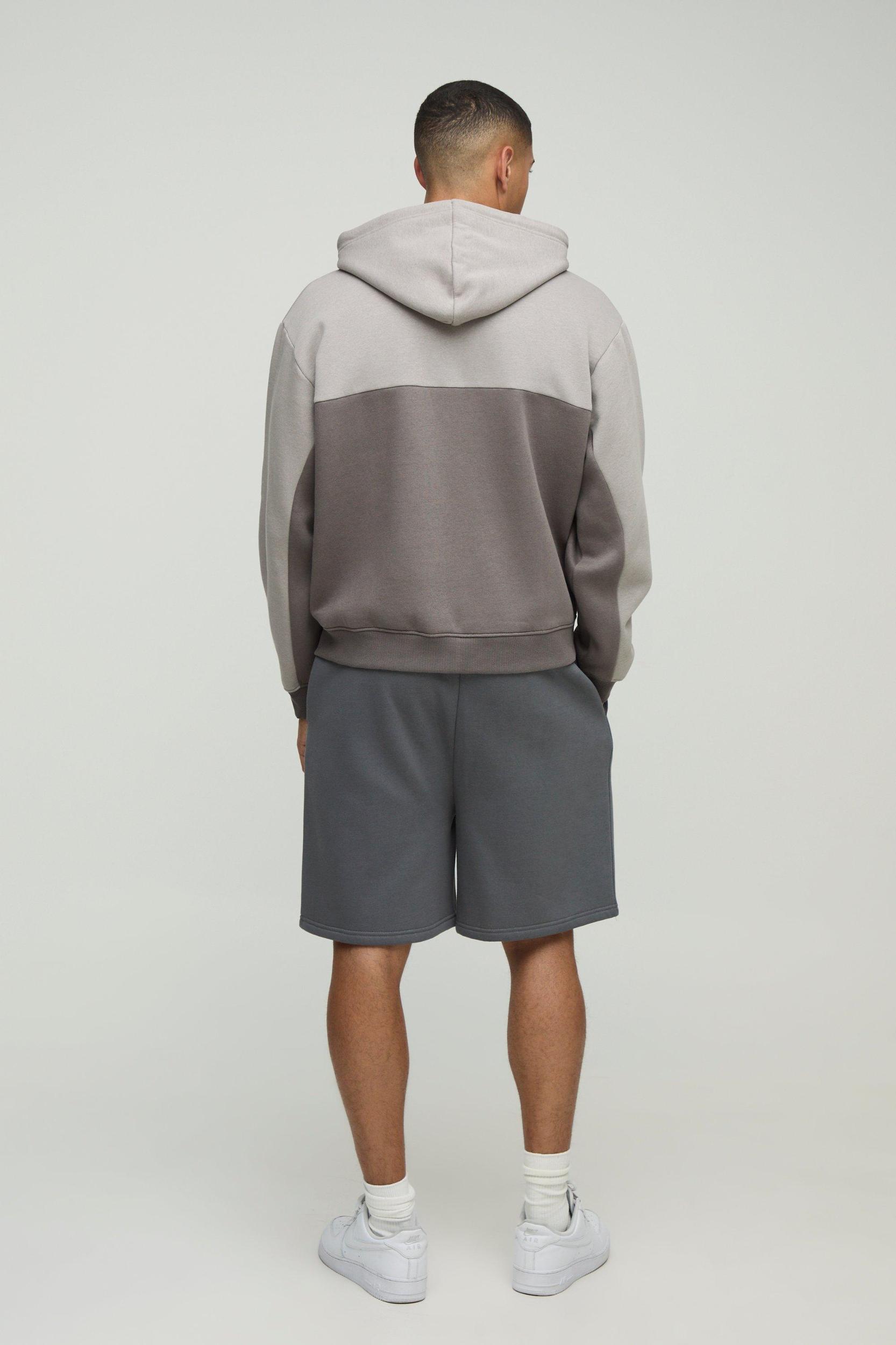Oversized Boxy Man Panel Zip Through Hoodie | boohooMAN USA Product Image