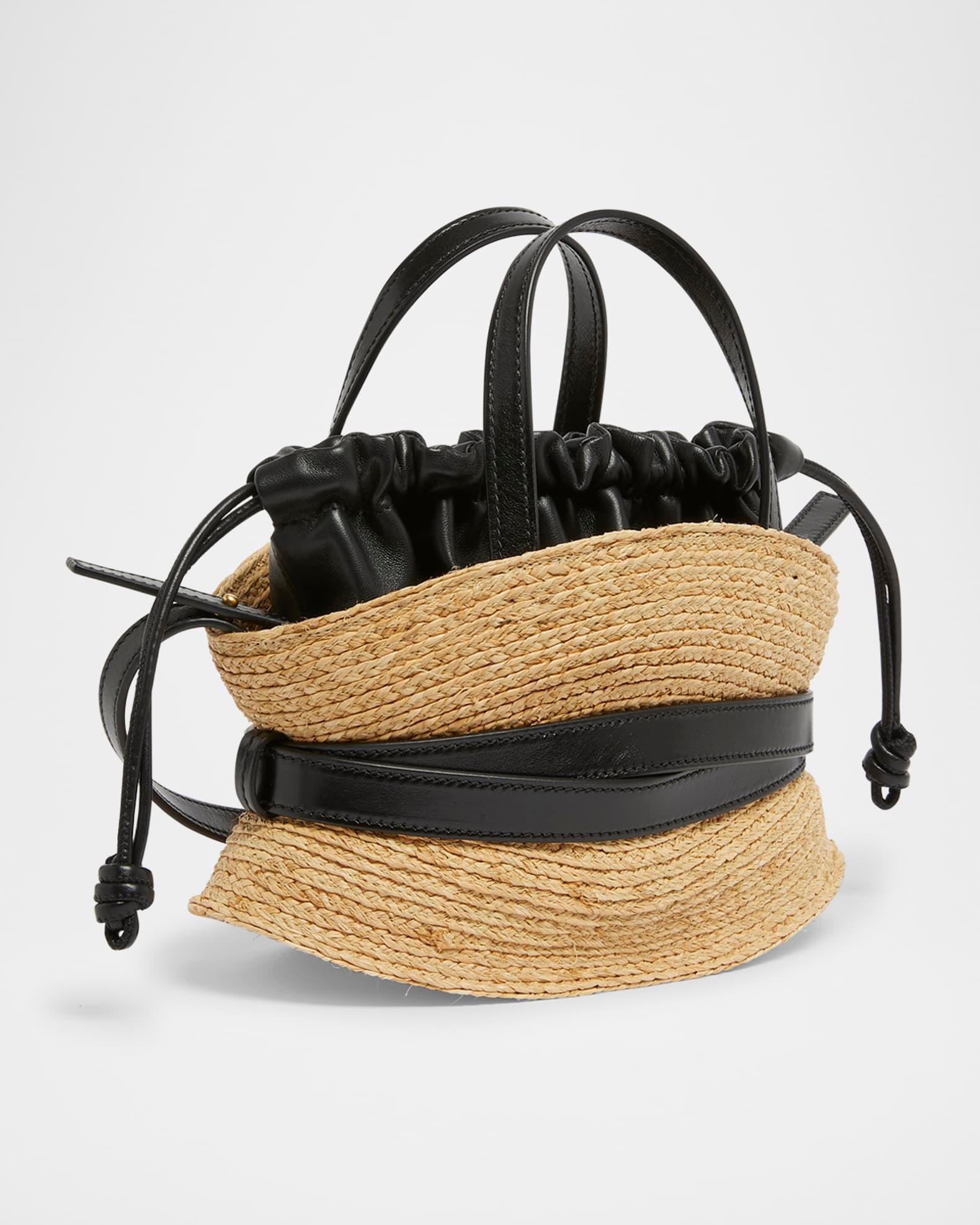 Shuffle Mini Top-Handle Bag in Raffia and Calfskin  Product Image