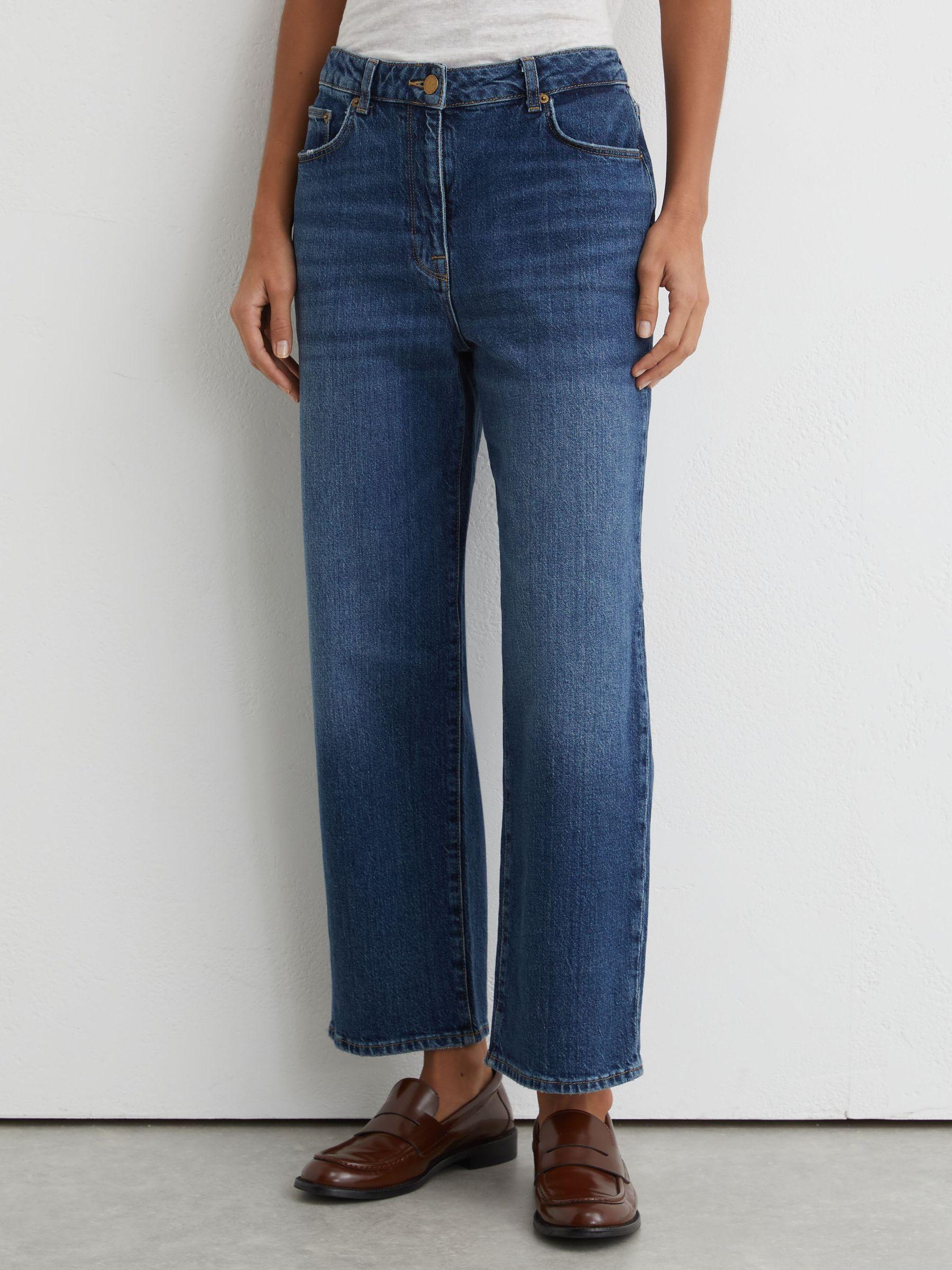 Petite Polka-Dot Wide-Leg Suit Trousers in White/Navy Product Image