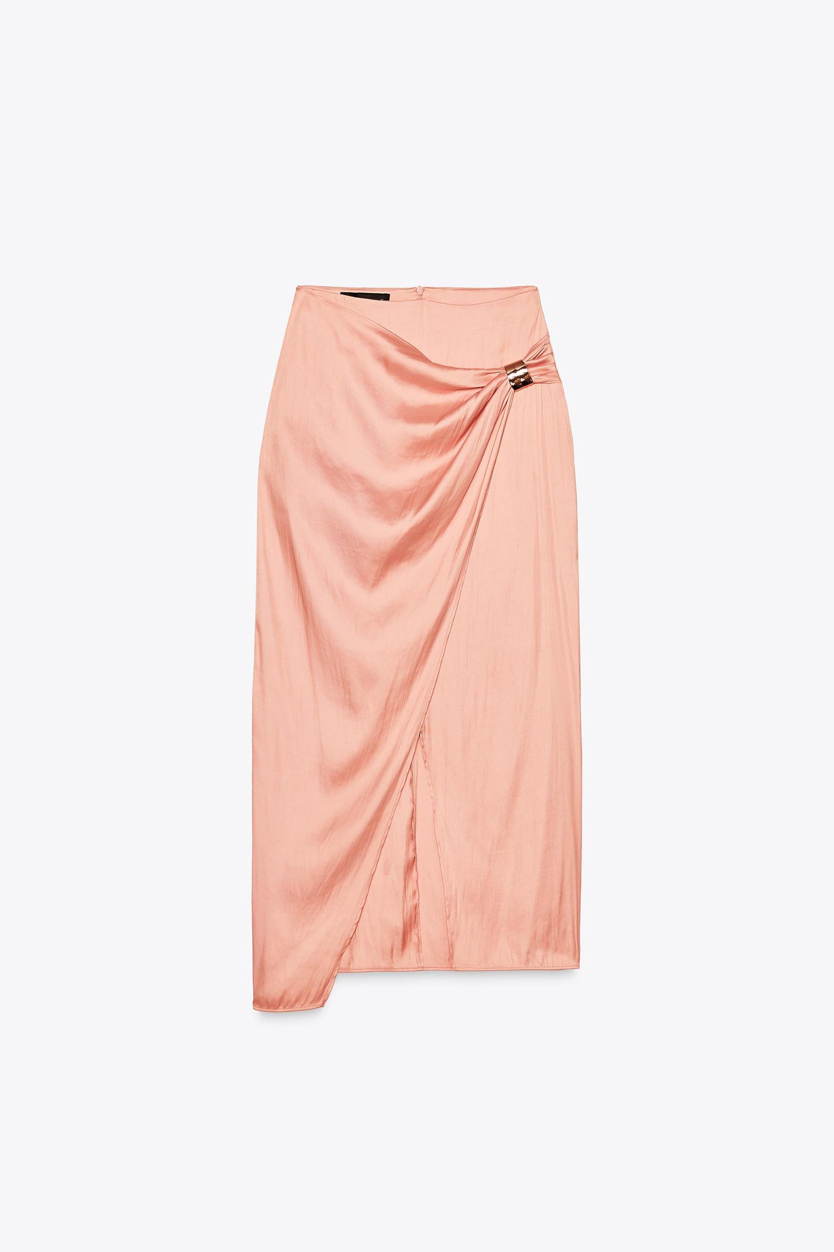 SATIN MIDI SKIRT WITH GOLD APPLIQUÉ Product Image