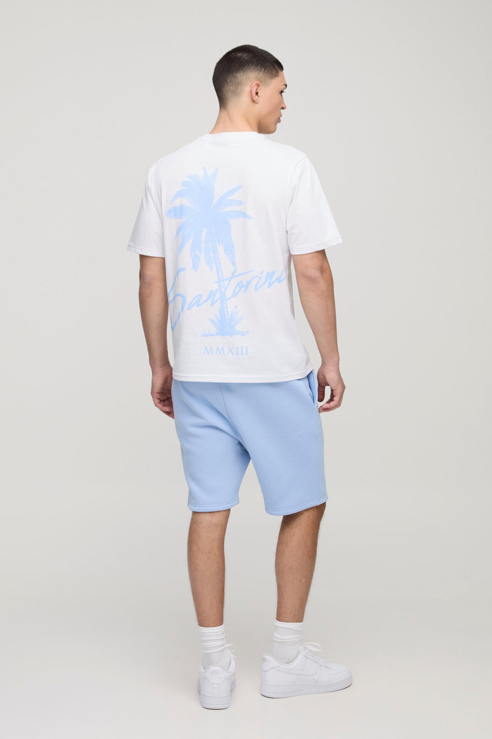 Regular Fit Palm Print T-Shirt & Short Set | boohooMAN USA Product Image