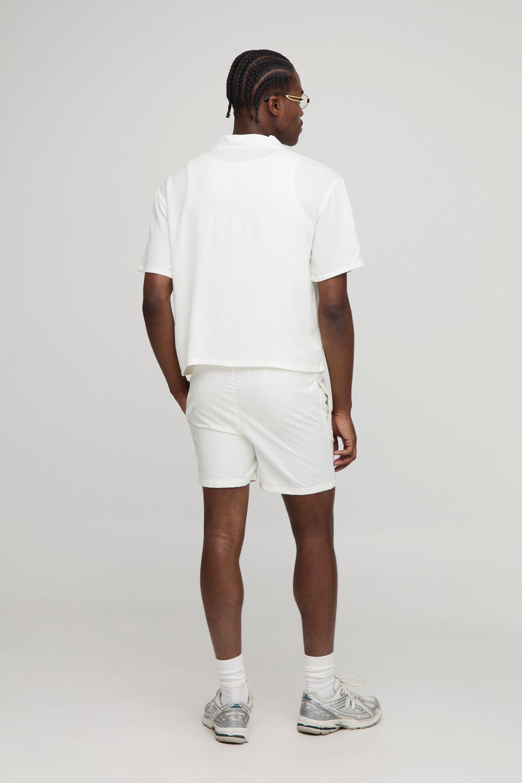 Oversized Boxy Viscose Shirt & Swim Set | boohooMAN USA Product Image
