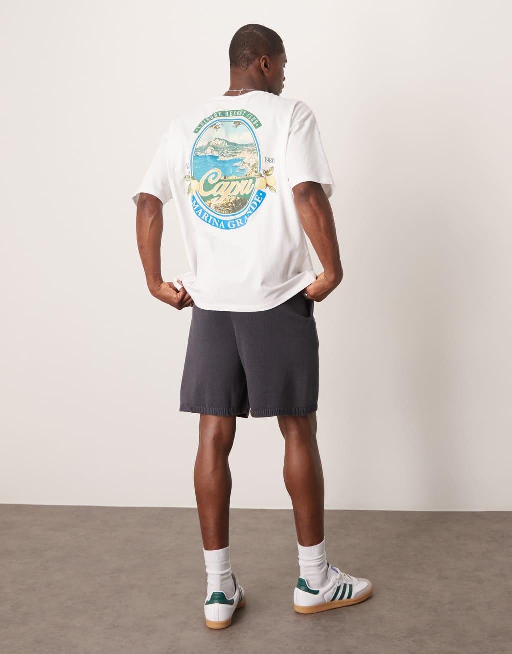 ASOS DESIGN oversized t-shirt with scenic graphics in white Product Image