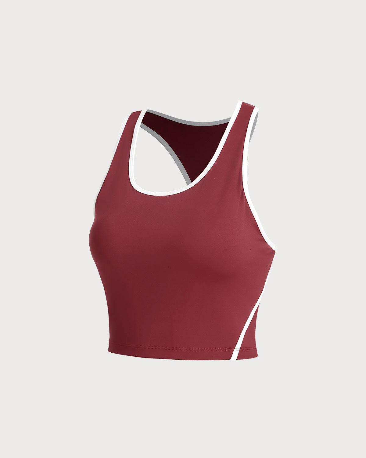 Red Scoop Neck Yoga Tank Top - Light Support Product Image
