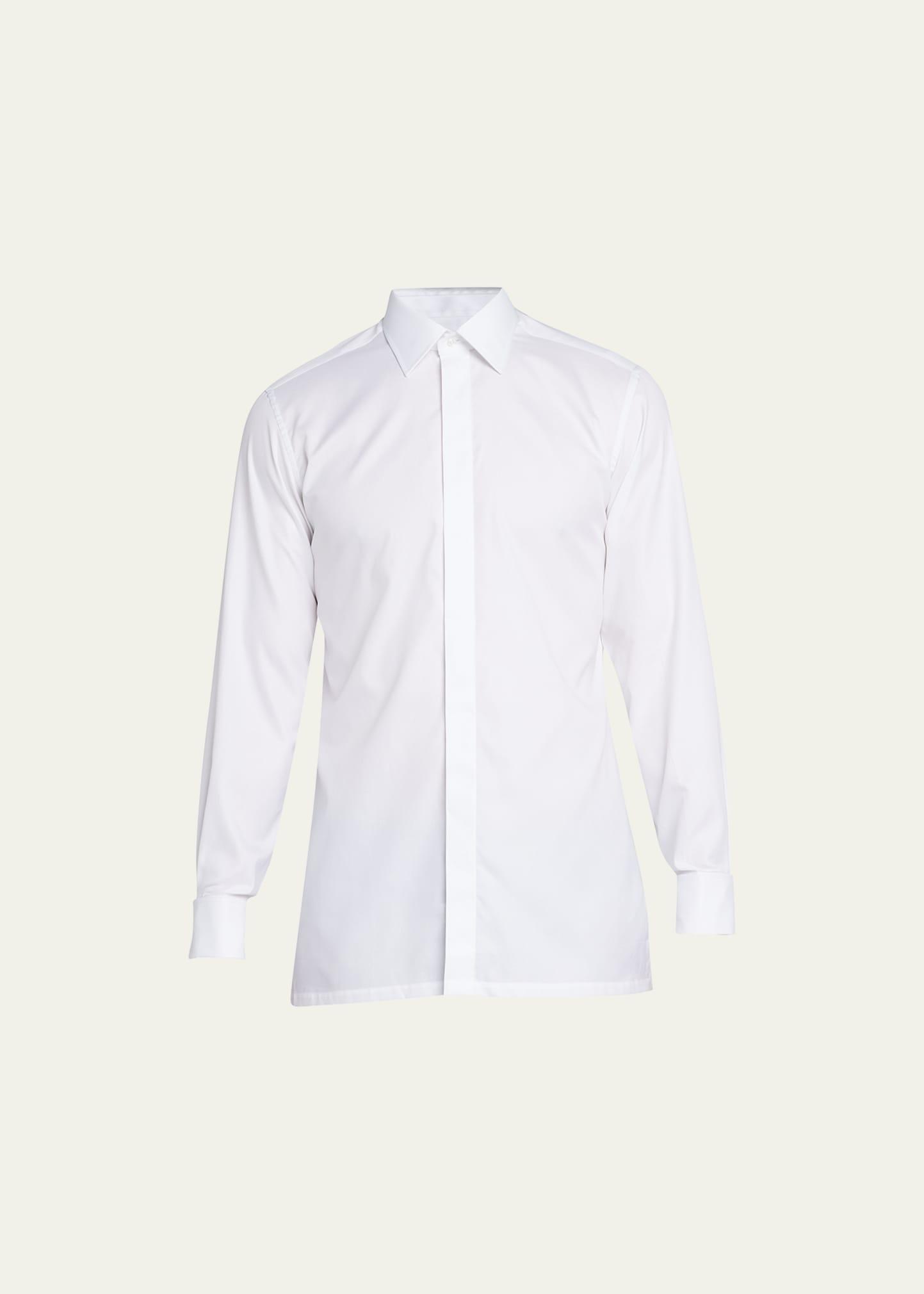 Mens Slim Fit Covered Placket Dress Shirt Product Image
