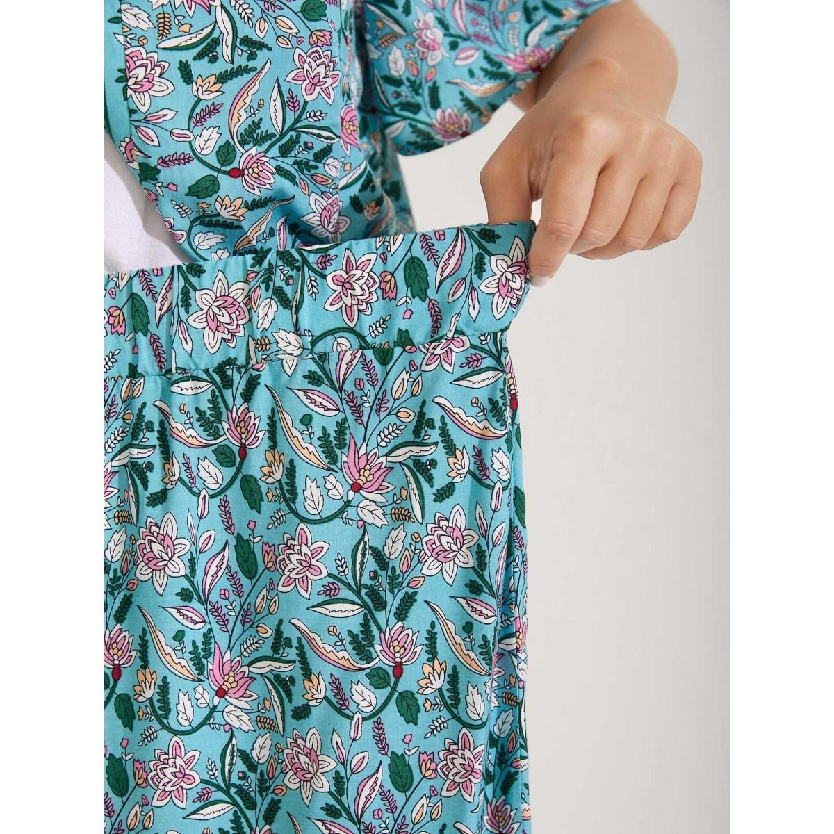 Plus Size Floral Print Tassels Co-Ord Set Arctic Women Vacation Tie knot No stretch Sleeve Half Sleeve Non 26/4X Two-Piece sets BloomChic Product Image