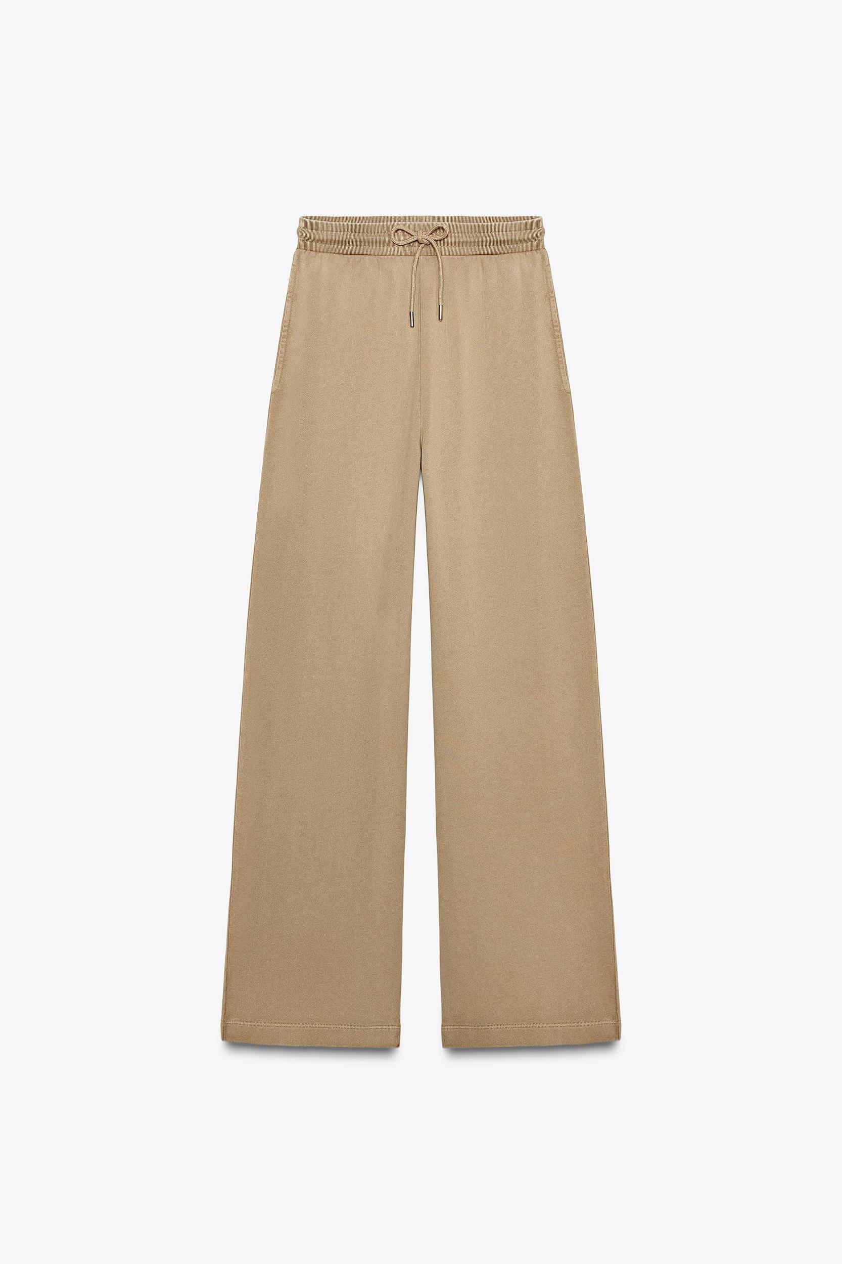 WASHED EFFECT WIDE LEG PANTS Product Image