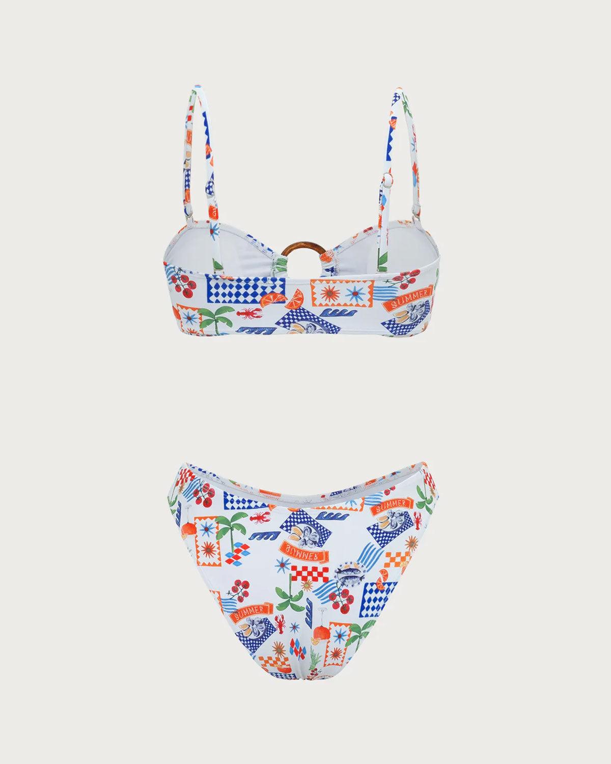 White Floral O-Ring Bikini Set Product Image