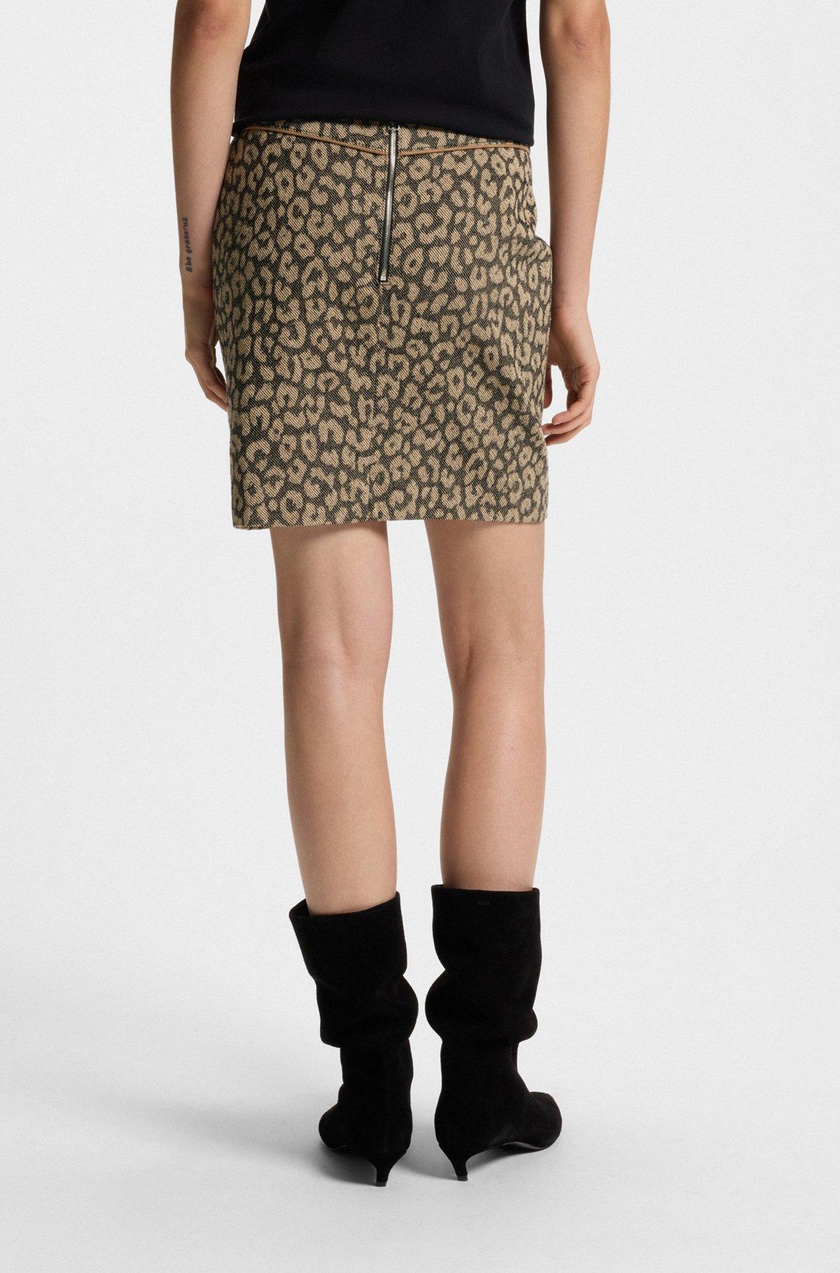 BOSS - Mini skirt in leopard jacquard - Patterned Product Image