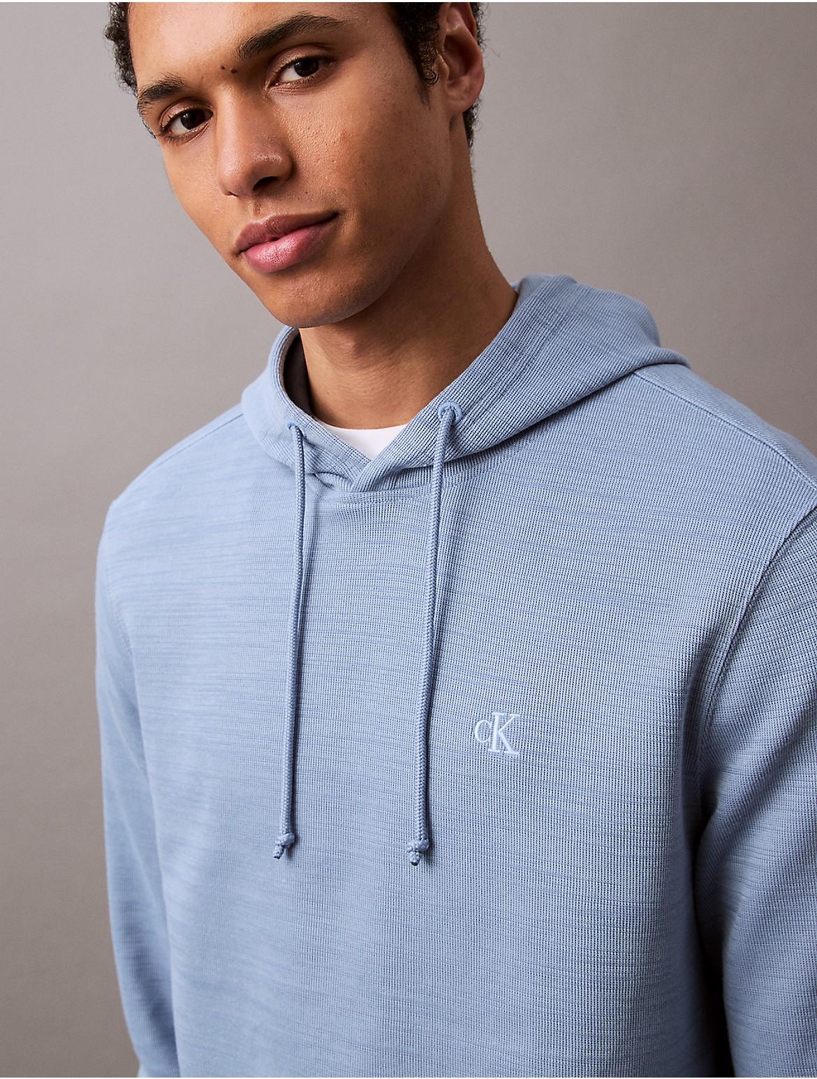 Calvin Klein Mens Cotton Blend Rib Classic Hoodie - Blue Product Image