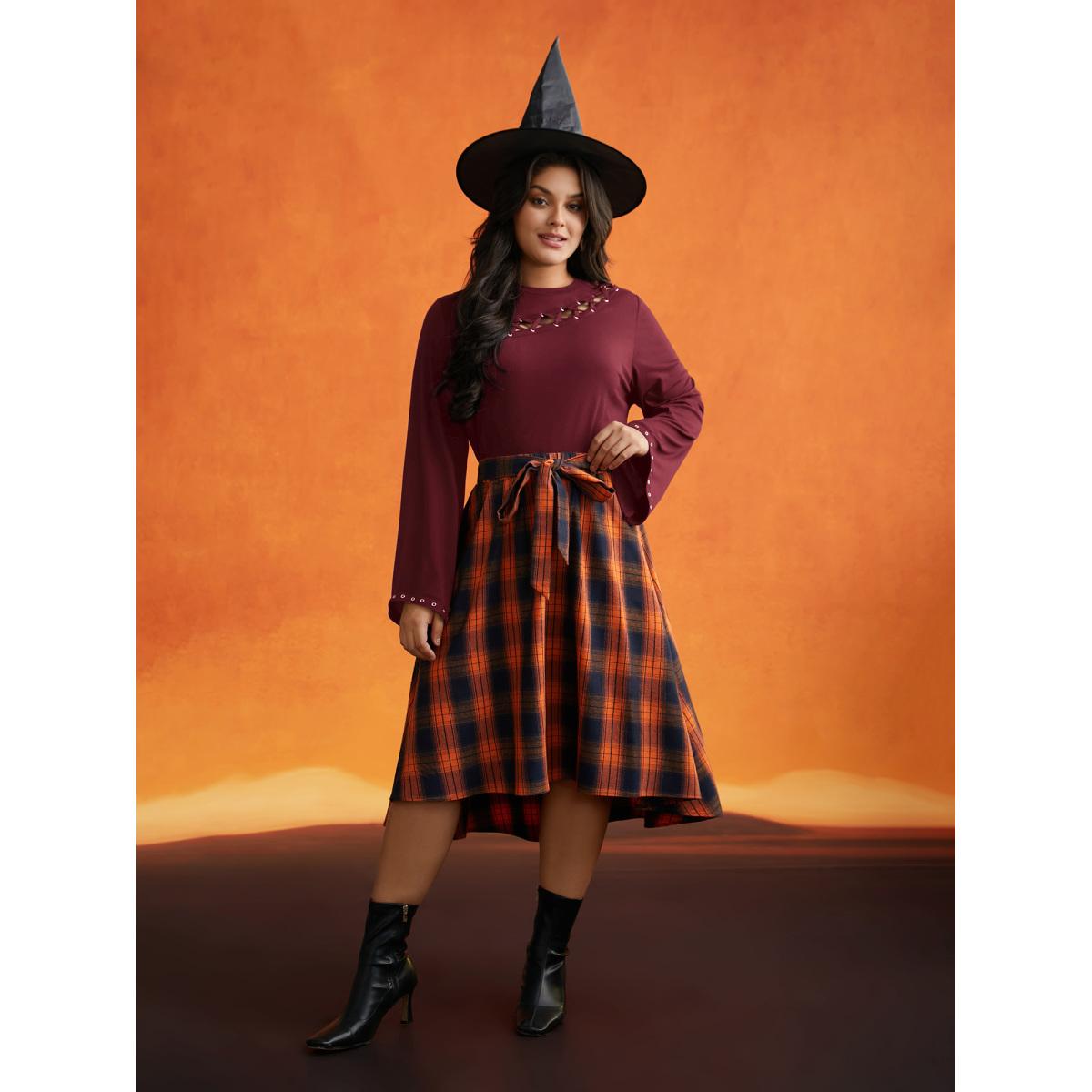 Plus Size Peek-A-Boo Cut-Out Neckline T-shirt Burgundy Women Timeless Eyelet Round Neck Elegant T-shirts BloomChic 14-16/1X Product Image