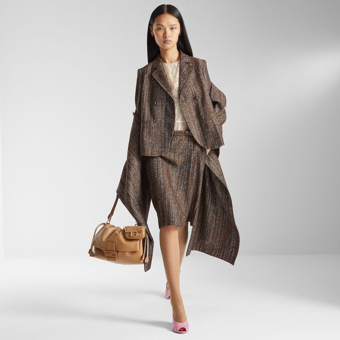 DressBrown lace and wool dress Product Image