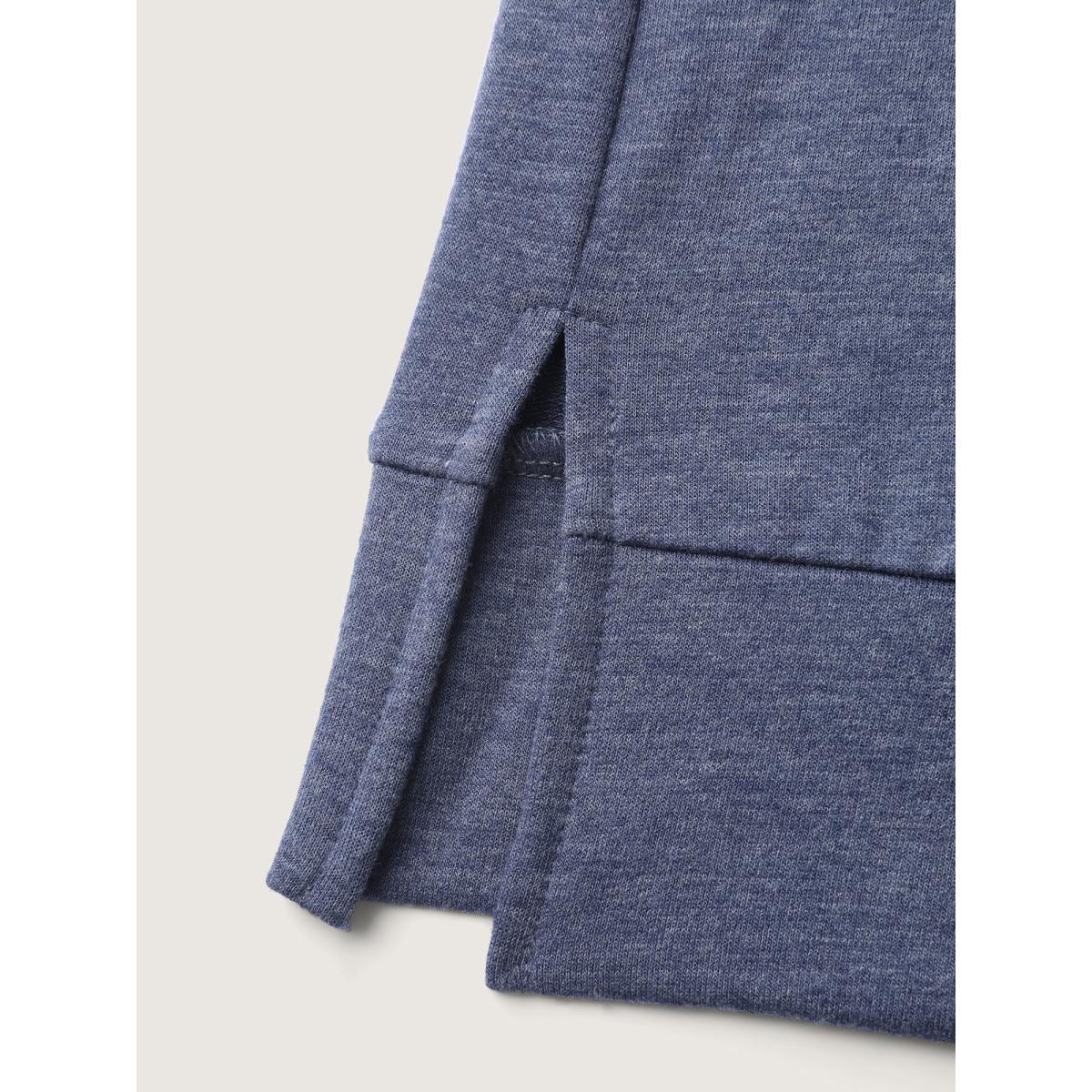 Plus Size Heather Island Pattern Sweatshirt Women Navy Leisure Round Neck Casual Sweatshirts BloomChic 28/5X Product Image