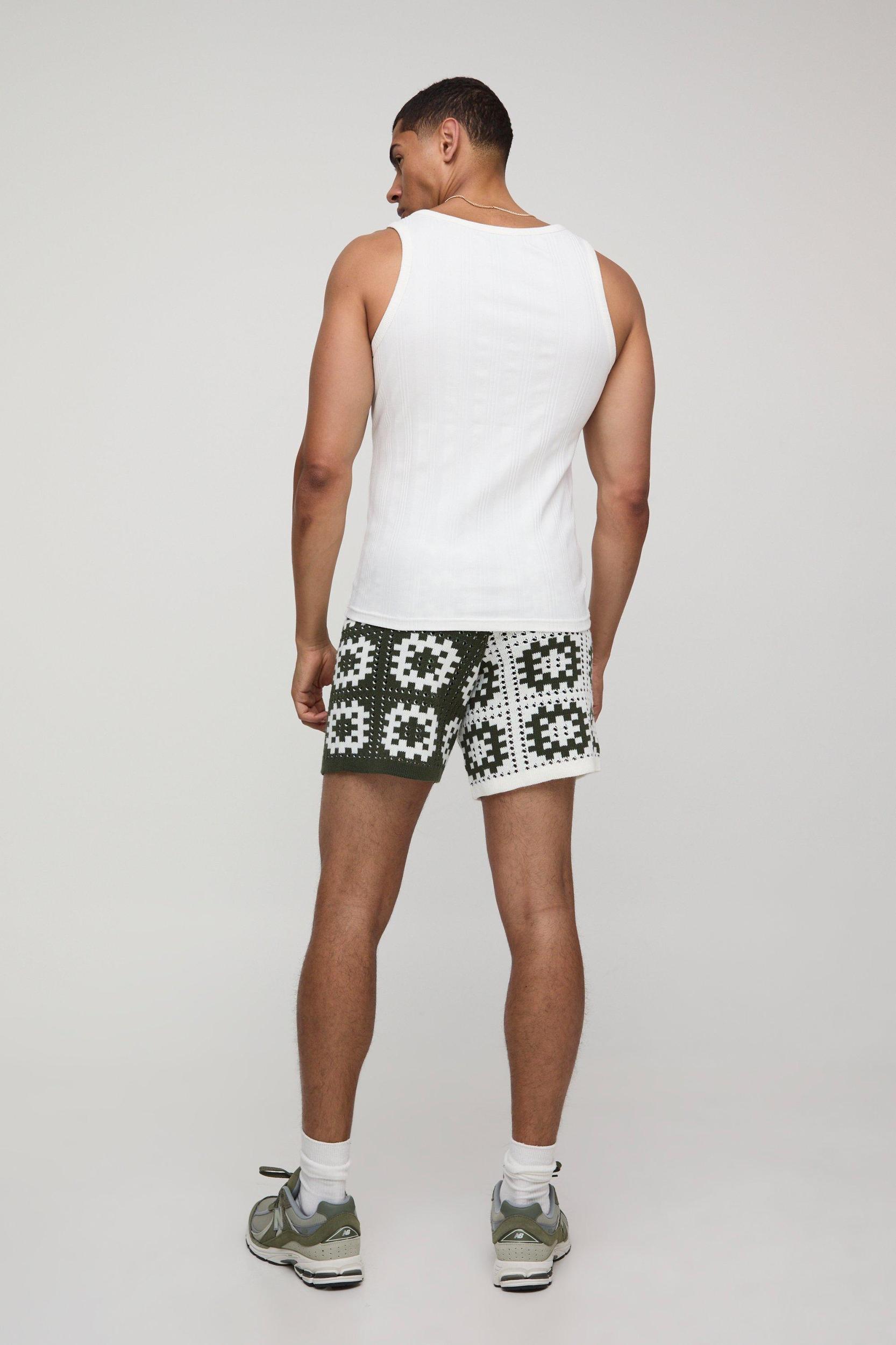 Crochet Square Knitted Short | boohooMAN USA Product Image