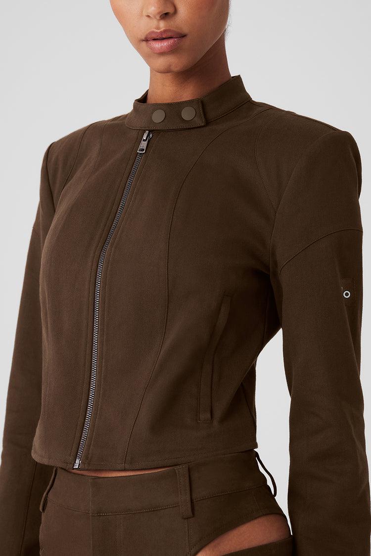 Cropped Full Throttle Moto Jacket - Espresso Product Image