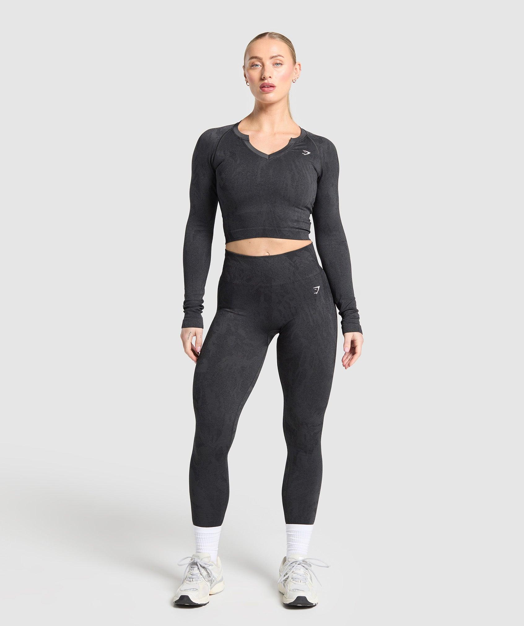 Gymshark Adapt Camo Seamless Long Sleeve Top - Asphalt Grey/Black Female Product Image