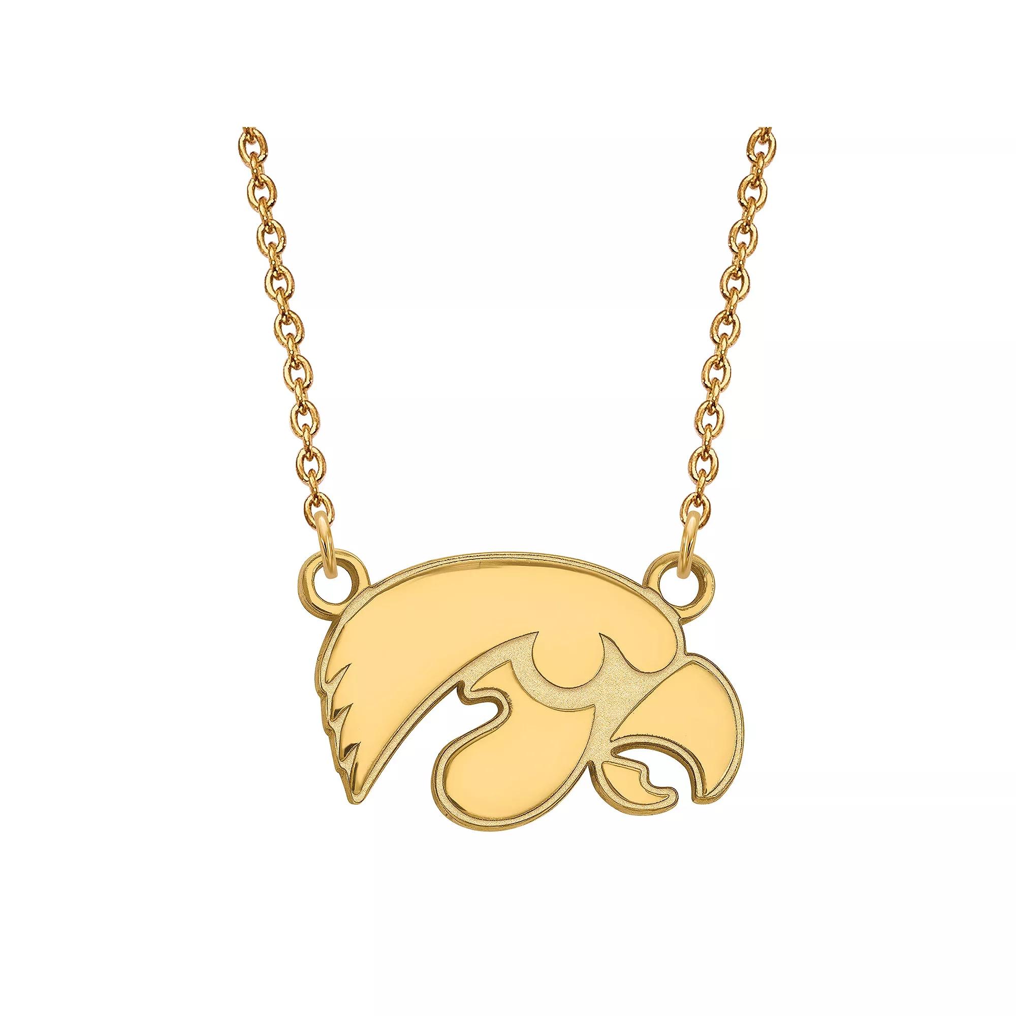 LogoArt Sterling Silver 14K Gold Plated Iowa Hawkeyes Small Pendant, Womens Product Image