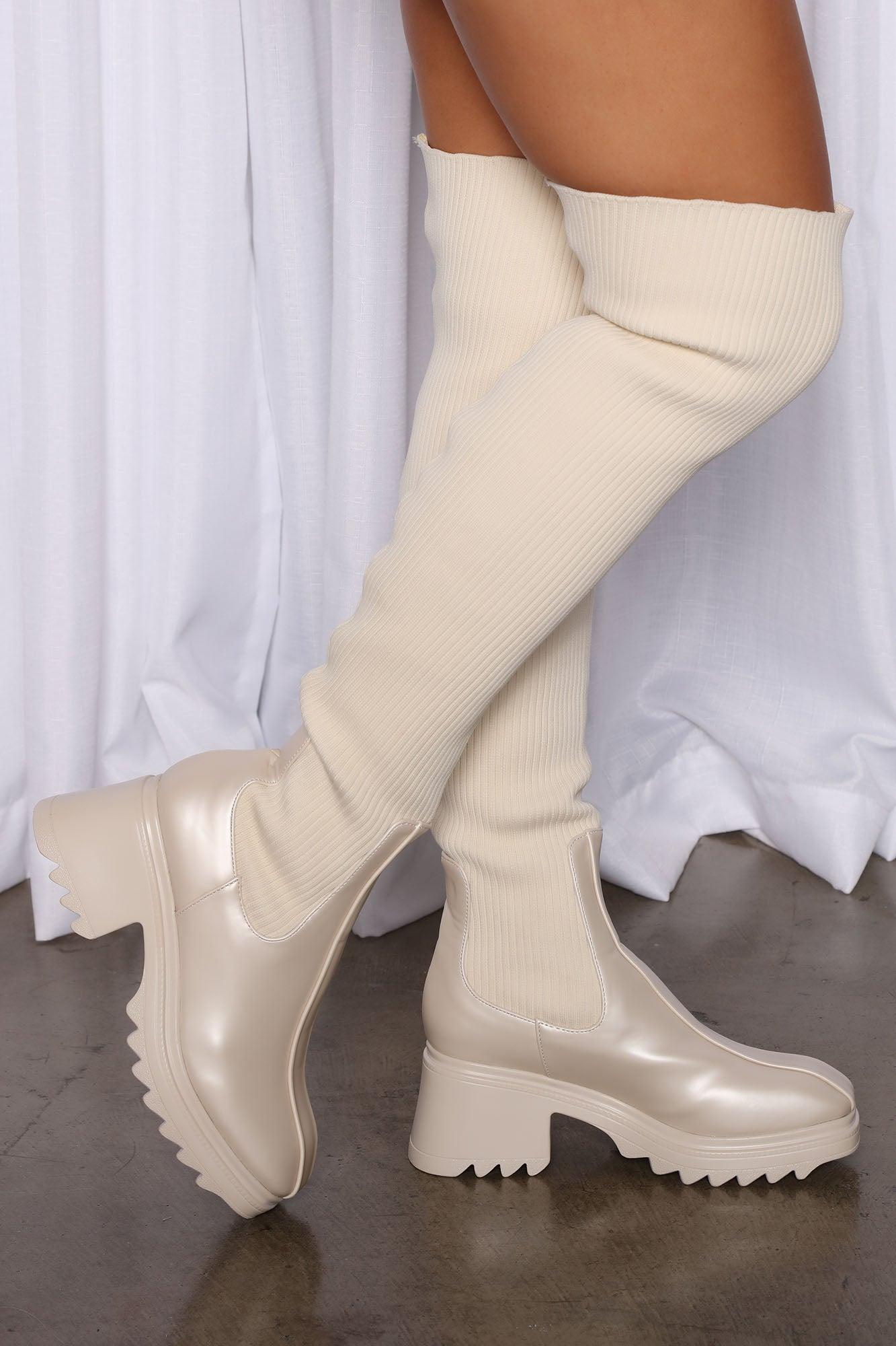 Sofie Over The Knee Boots - Nude Product Image