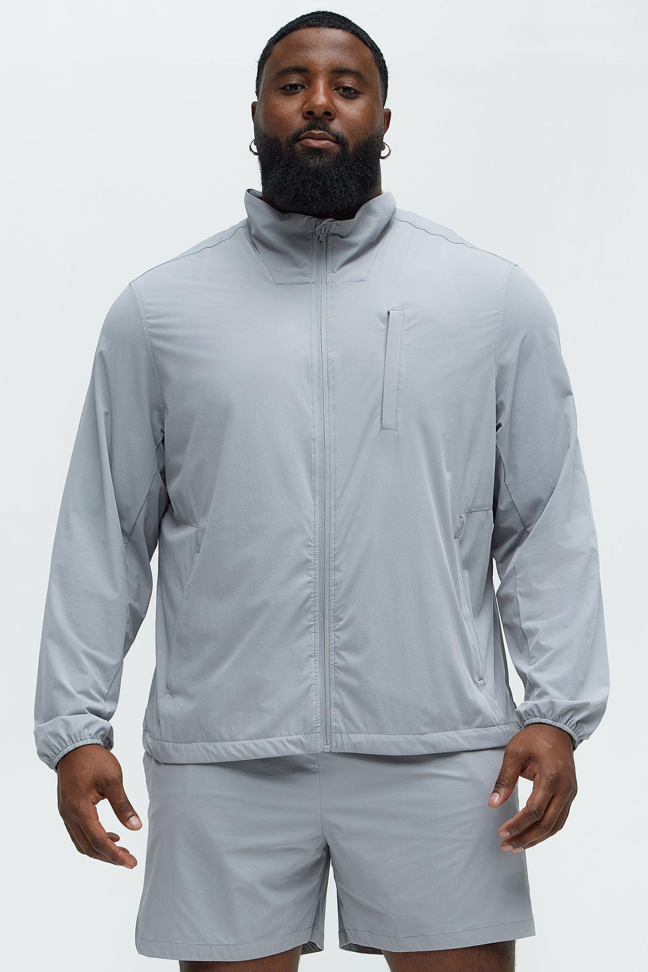 Lightweight Stretch Running Windbreaker Jacket - Grey Product Image