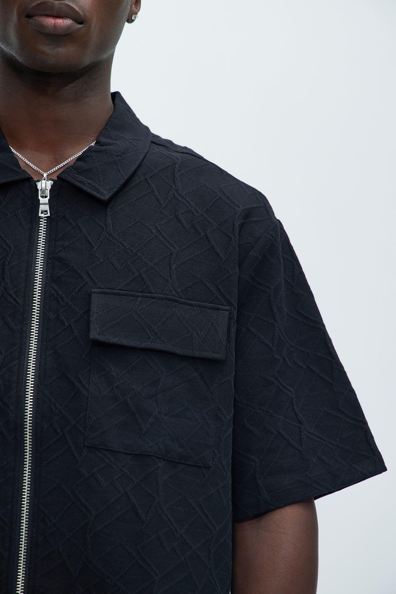 Gerrish Textured Boxy Shirt - Black Product Image
