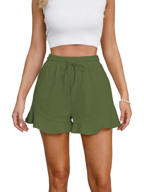 Loose Wide Leg Drawstring Elasticity Solid Color Split-Joint Shorts Product Image