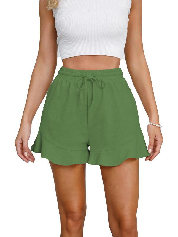 Loose Wide Leg Drawstring Elasticity Solid Color Split-Joint Shorts Product Image