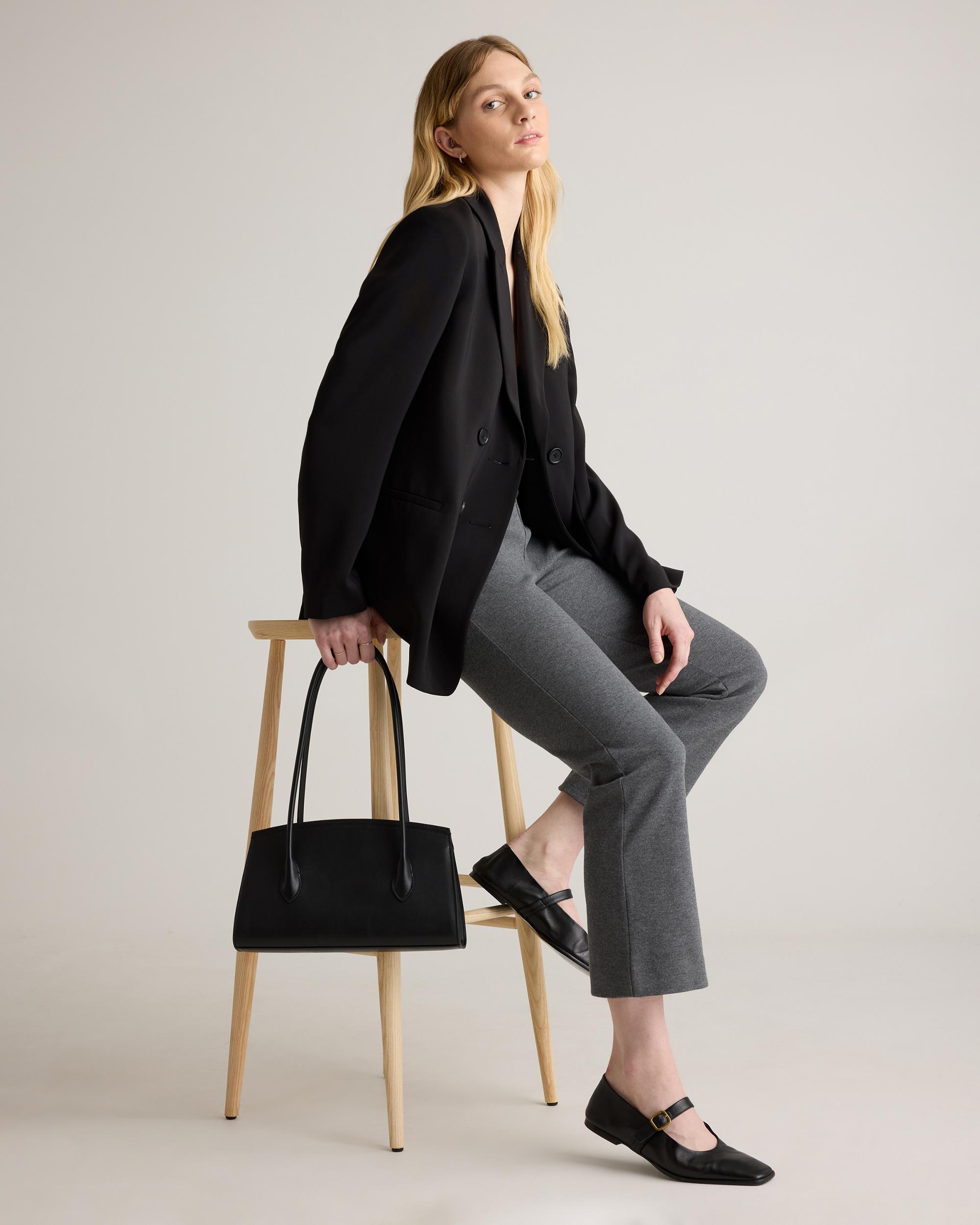 Quince | Women's Double Knit Kick Flare Pants Organic Cotton Product Image