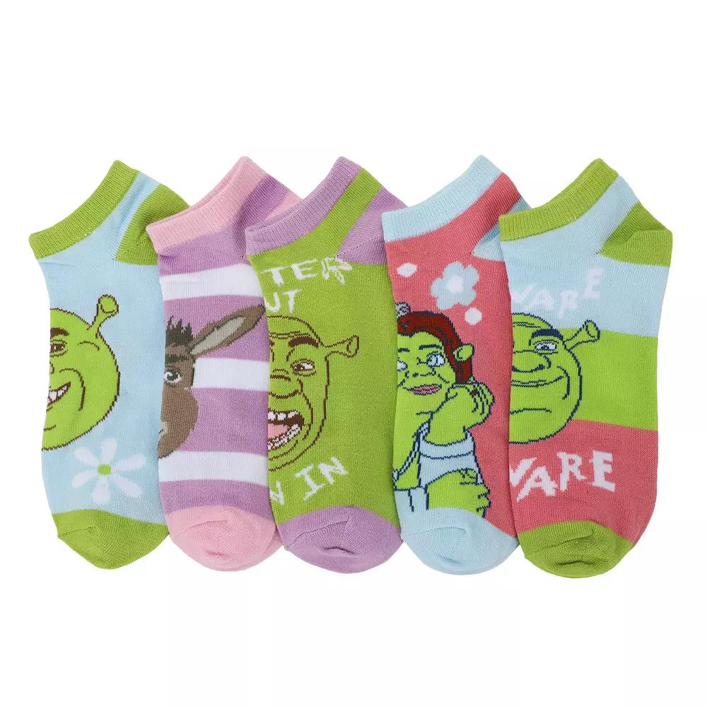 Women's 5-Pack Shrek, Fiona, & Donkey Ankle Socks,  Product Image